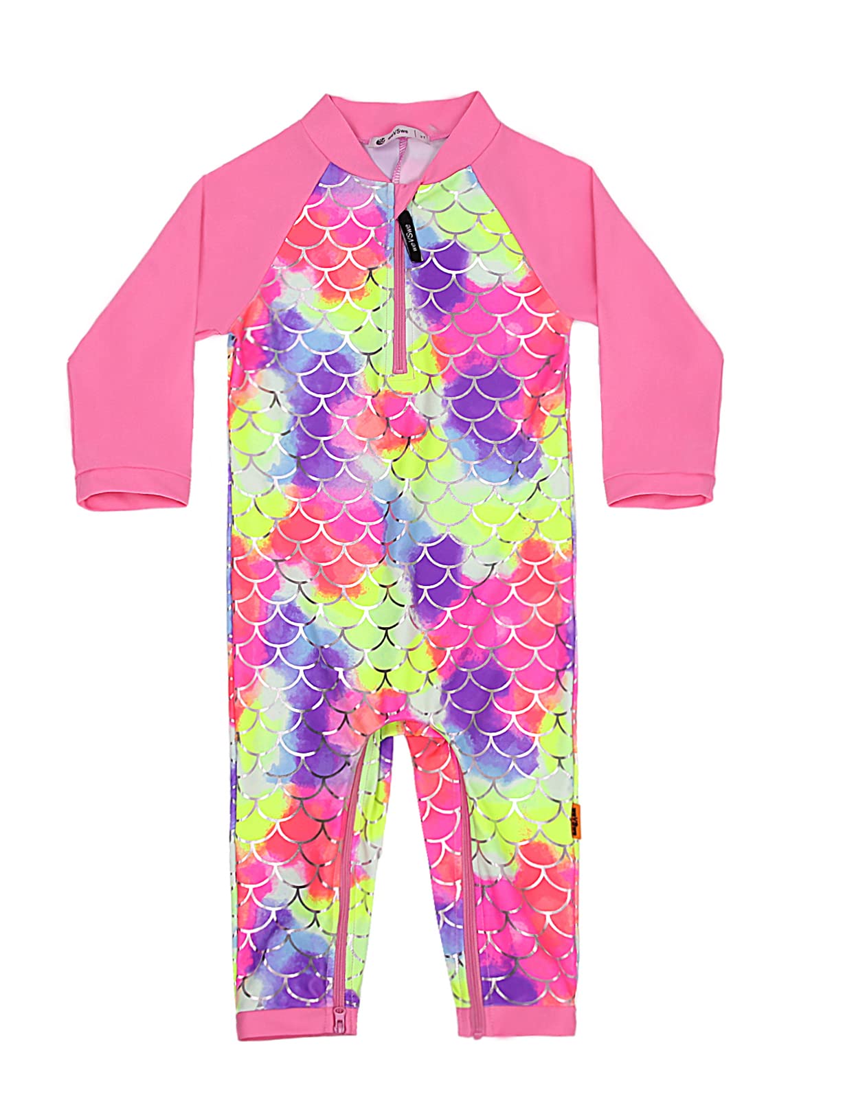 weVSwe Baby Toddler Boy Swimsuit Long Sleeve Baby Swimwear UPF 50+ Sun Protection Rash Guard Swimming Costume with Crotch Zipper 0-3 Years — view 98