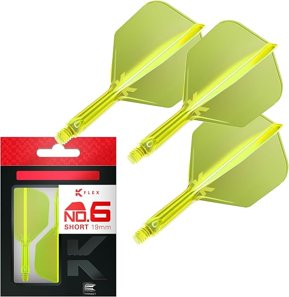 Target Darts K Flex Flights and Rods for Integrated Darts, No.6 | Pack of 3 K-Flex - No.6, Kflex Flights and Rod for Darts Printed in One Piece Lengths: Short, Intermediate and Medium - 1