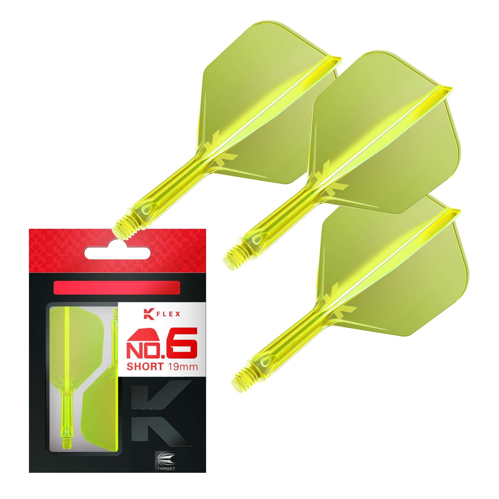 Target Darts K Flex Integrated Dart Flights And Shafts, No.6 | Pack Of 3 K-Flex - No6, Kflex All In One Moulded Dart Flight & Stem Lengths: Short, Intermediate & Medium | Professional Dart Accessories