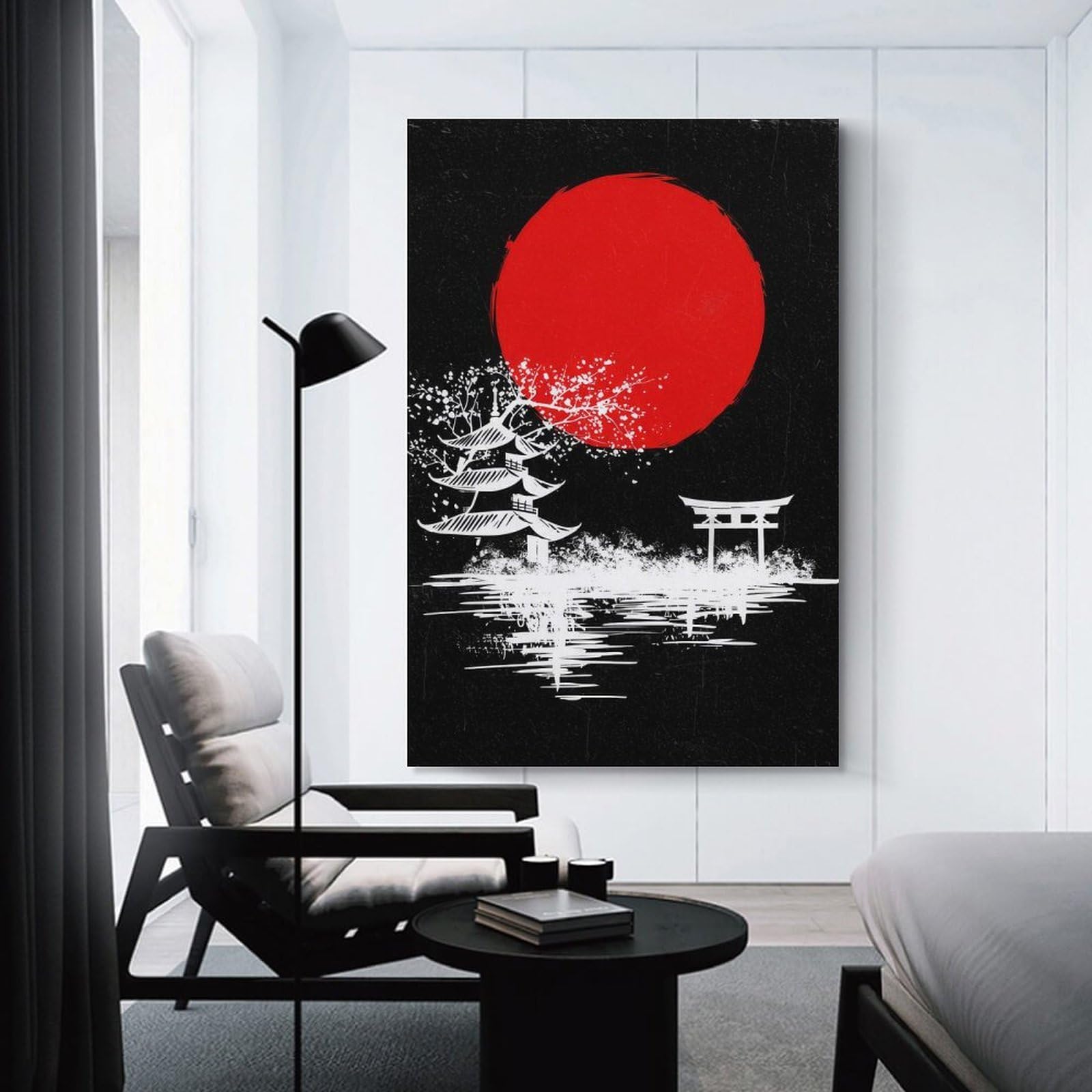 Junmoney Unframe-Style-16 Japanese Landscape With Pagoda And Torii Wall Picture Print, 20X30inch(50X75cm), For New Homes, Bedrooms Or Workspaces, Thoughtful Wall Decor For Art Lovers