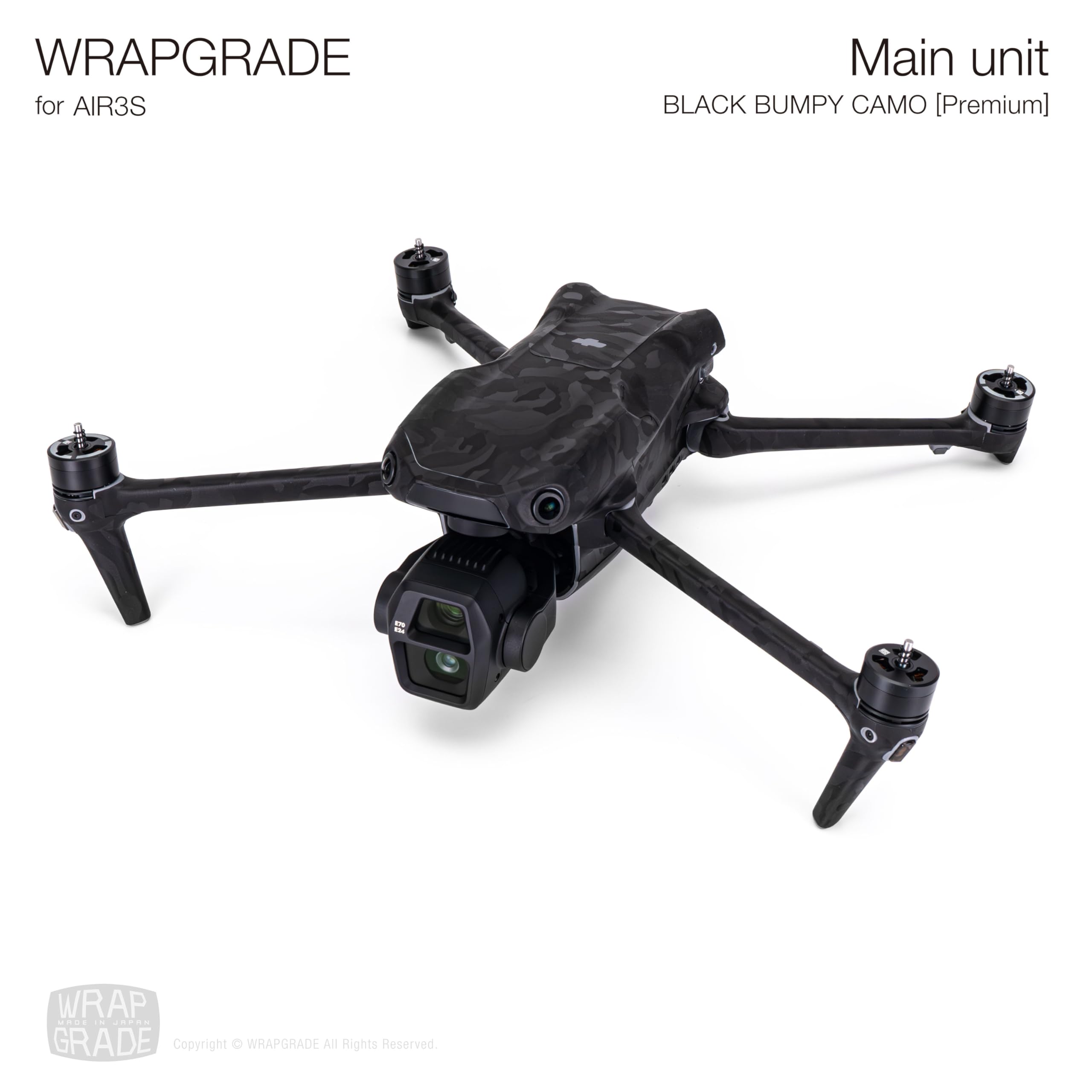 WRAPGRADE Skin Decal Sticker Compatible with DJI Air 3S (Black Bumpy Camo)