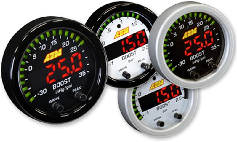 Manômetro digital de pressão de turbo AEM X-Series 30-0306 até 35 PSI – Kit com mostrador branco
