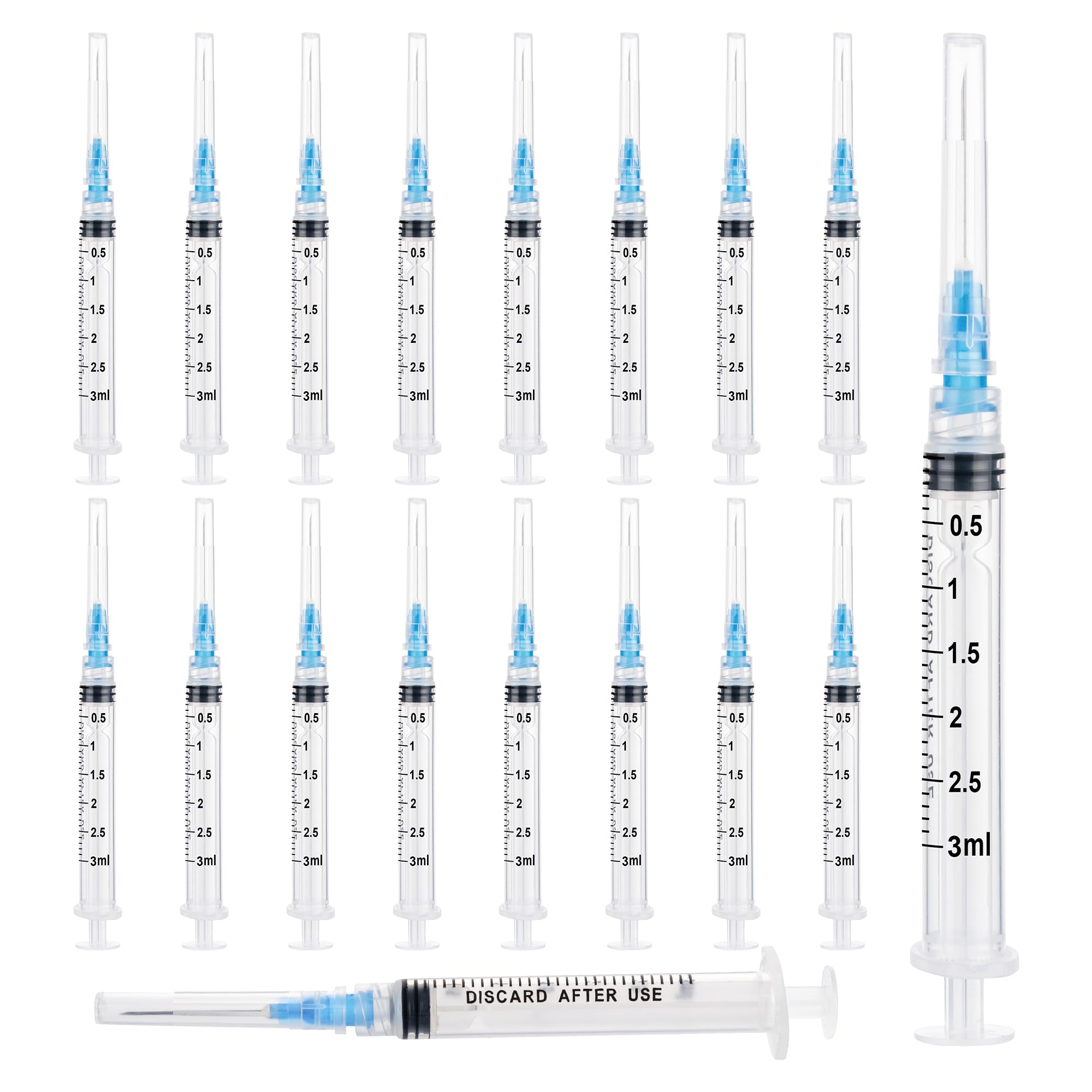 Photo 1 of 100 Pack 3ml 25 Gauge 1 inch Syringe Luer Lock Disposable Syringes for Scientific Labs,Individually Wrapped