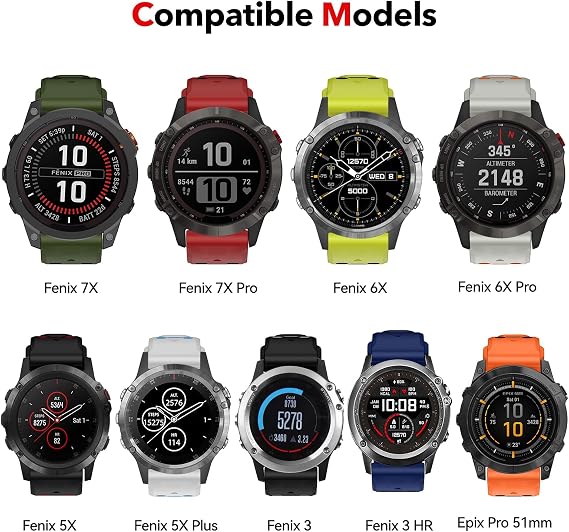 ISABAKE 26mm Quickfit Strap for Garmin Fenix 7X/6X Pro/Epix Pro 51mm