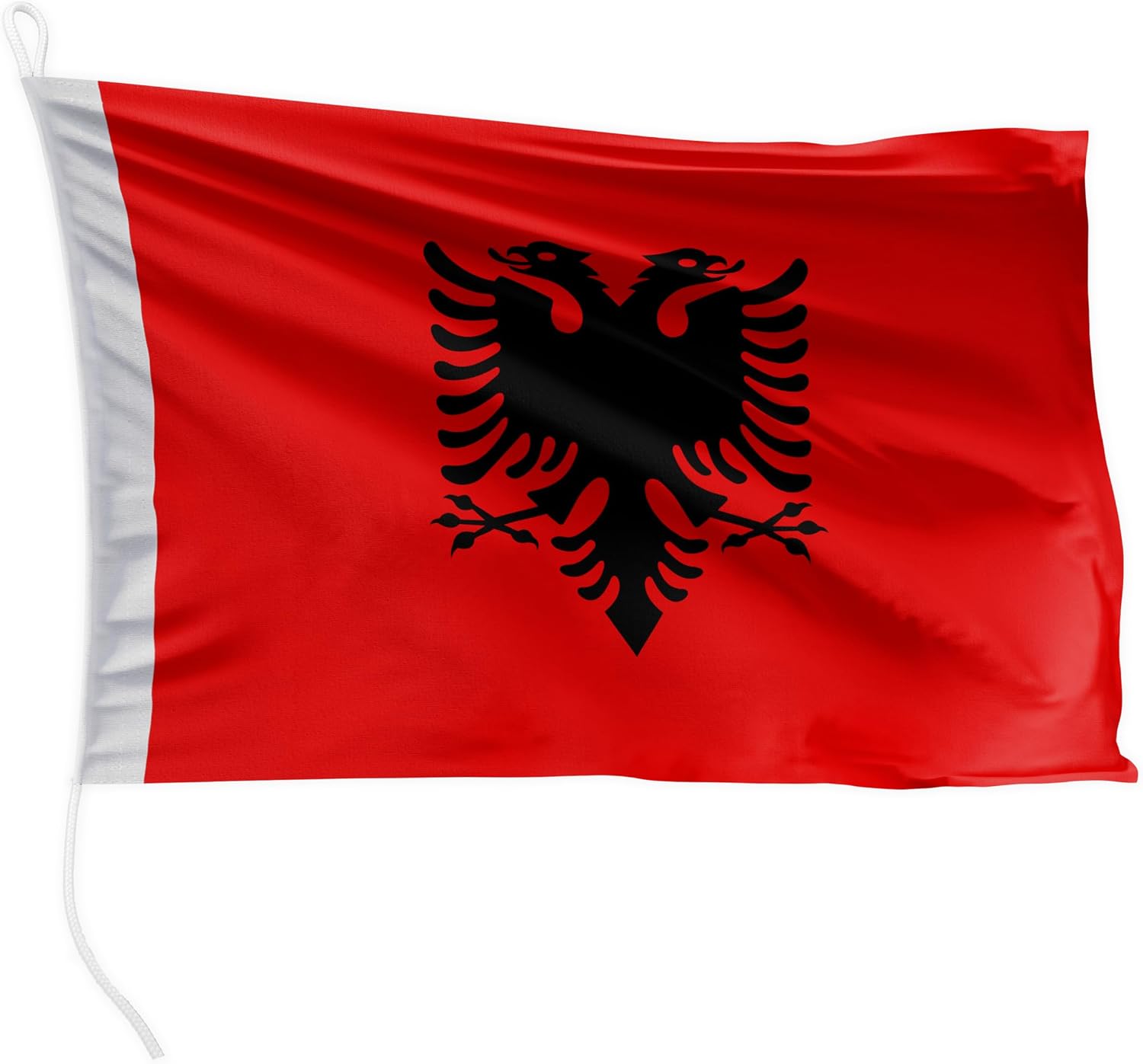 Premium Albania Boat Flag 60 x 40 cm - 115 g/m  Fabric Weight - Printed Robust with Knit & Loop Boat Accessories Motor Boat 60 x 40 cm - Albania