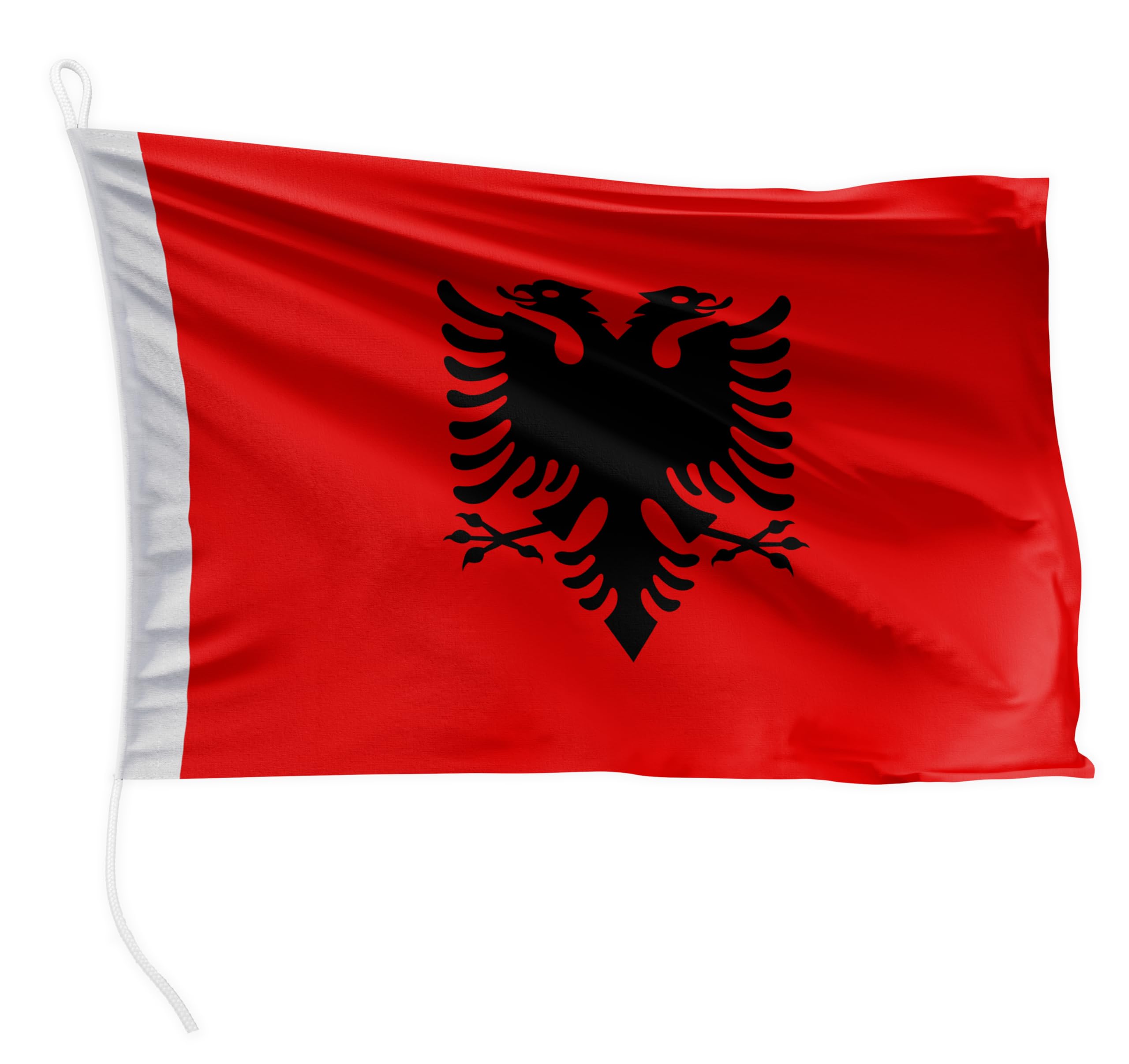 FLAGLY Premium Boat Flag Albania 30 x 20 cm Landscape Format - 115 g/m² Fabric Weight - Printed, Robust with Knit & Loop, Boat Accessories Motor Boat (30 x 20 cm - Albania) — image 1