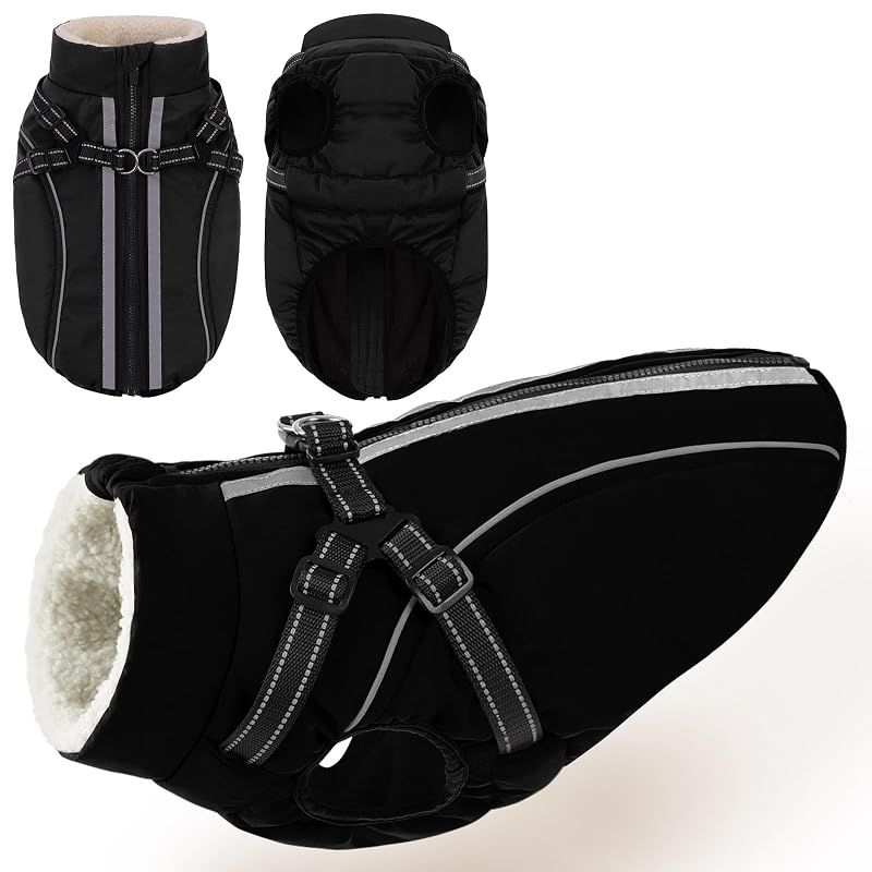 Casaco de Inverno para Cães com Peitoral Integrado KAMA BRIDAL Preto, Tamanho Pequeno