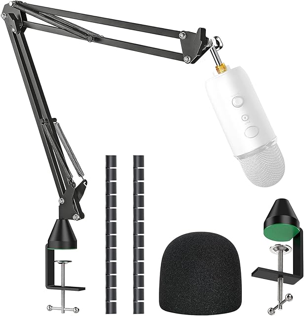 YOUSHARES Statyw mikrofonowy z piankową osłoną - Mic Boom Arm Stand Filtr pop kompatybilny z niebieskim mikrofonem Yeti