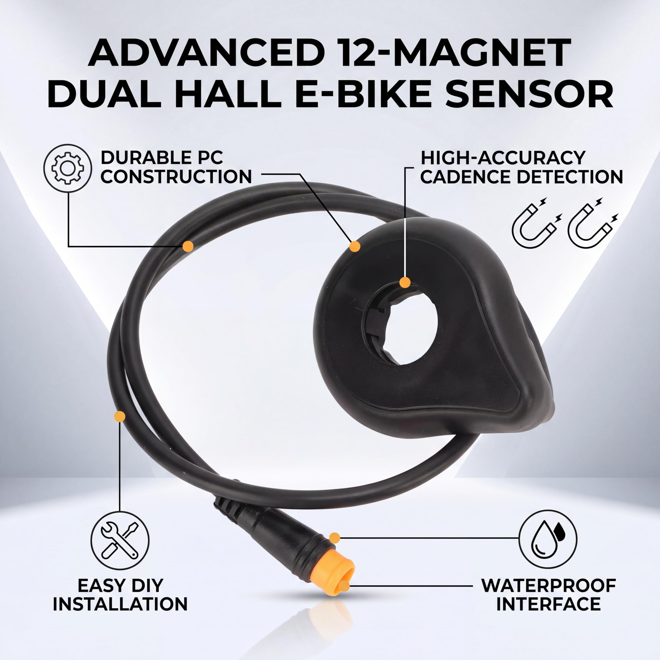 Sensor de Pedal de Bicicleta Eléctrica, 12 Imanes Sensor de Velocidad de Sensor Asistente de Pasillo Dual para Bicicleta Eléctrica