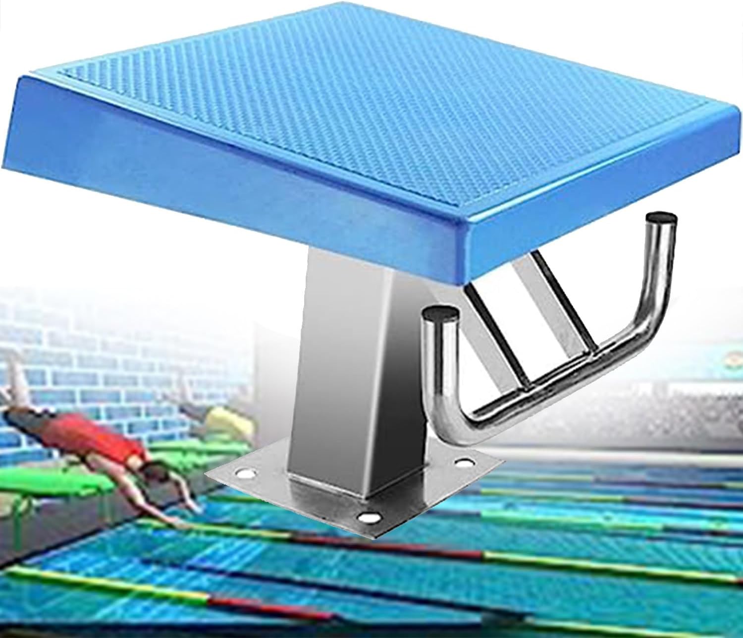 Pool Diving Platform, Swimming Pool Diving Board with 304 Stainless Steel Base Anti Slip countertop Surface Inclined at 15°