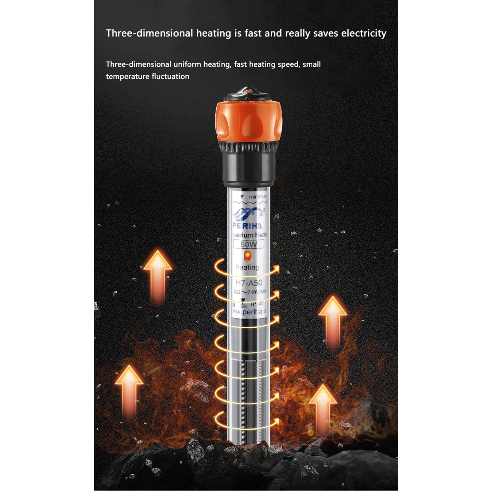 Asta di riscaldamento automatica per acquario, temperatura costante a prova di esplosione, riscaldatore regolabile in vetro, 100 W (50 W)