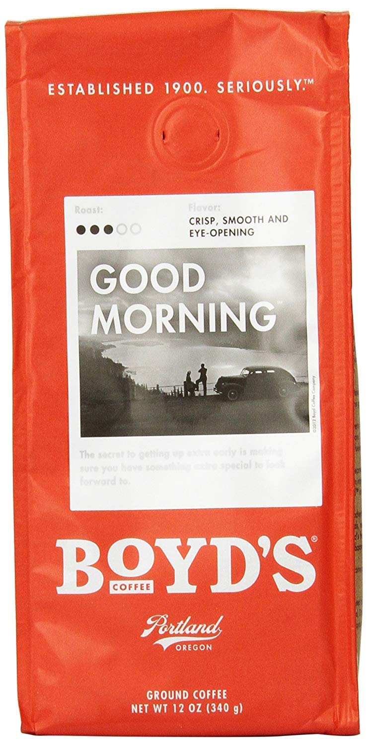 Boyd's CoffeeGround Coffee, Good Morning, Medium Roast, 12 oz Bag (Pack of 6)
