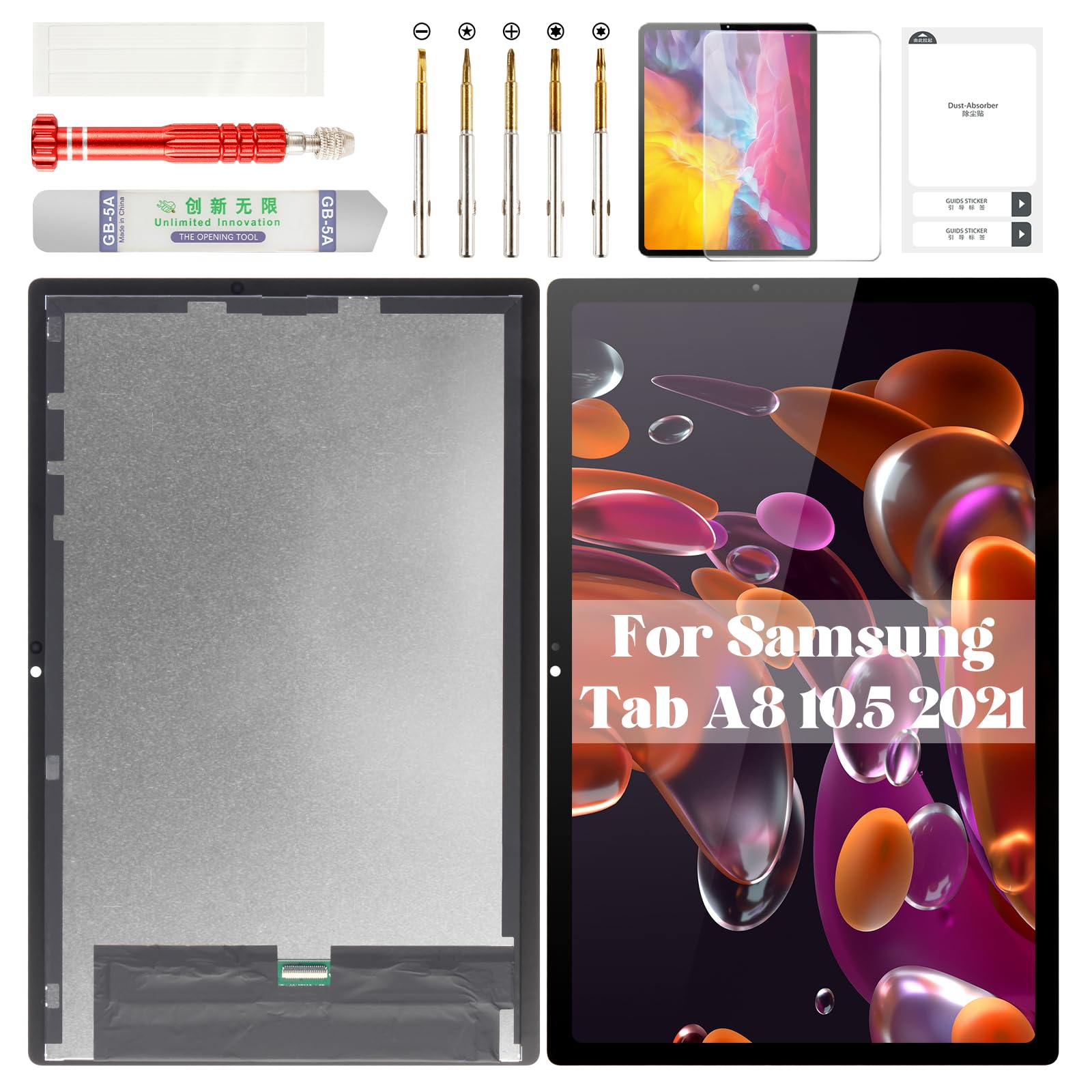 for Samsung Tab A8 Screen Replacement for Samsung Galaxy Tab A8 10.5 Digitizer Touch Screen 2021 for Samsung SM-X200 LCD Display Repair Kits SM-X205 Black 10.5"