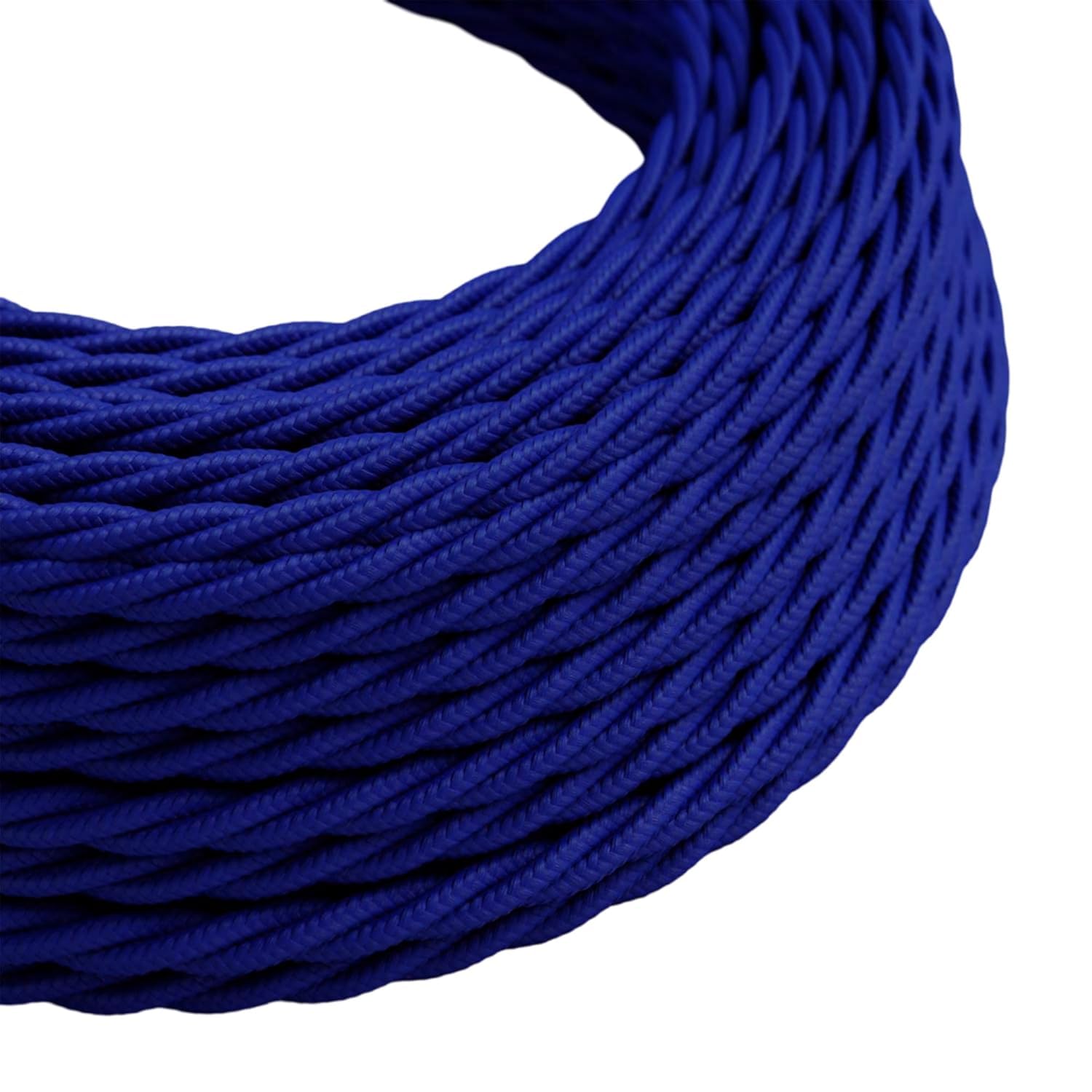 DC Voltage 3 Core Twisted Electrical Cable - 2m Antique Fabric Cloth Covered Braided Wire Flex Cord - 6.5ft Vintage 10ft Dark Blue Flex Textile Cable โ image 1
