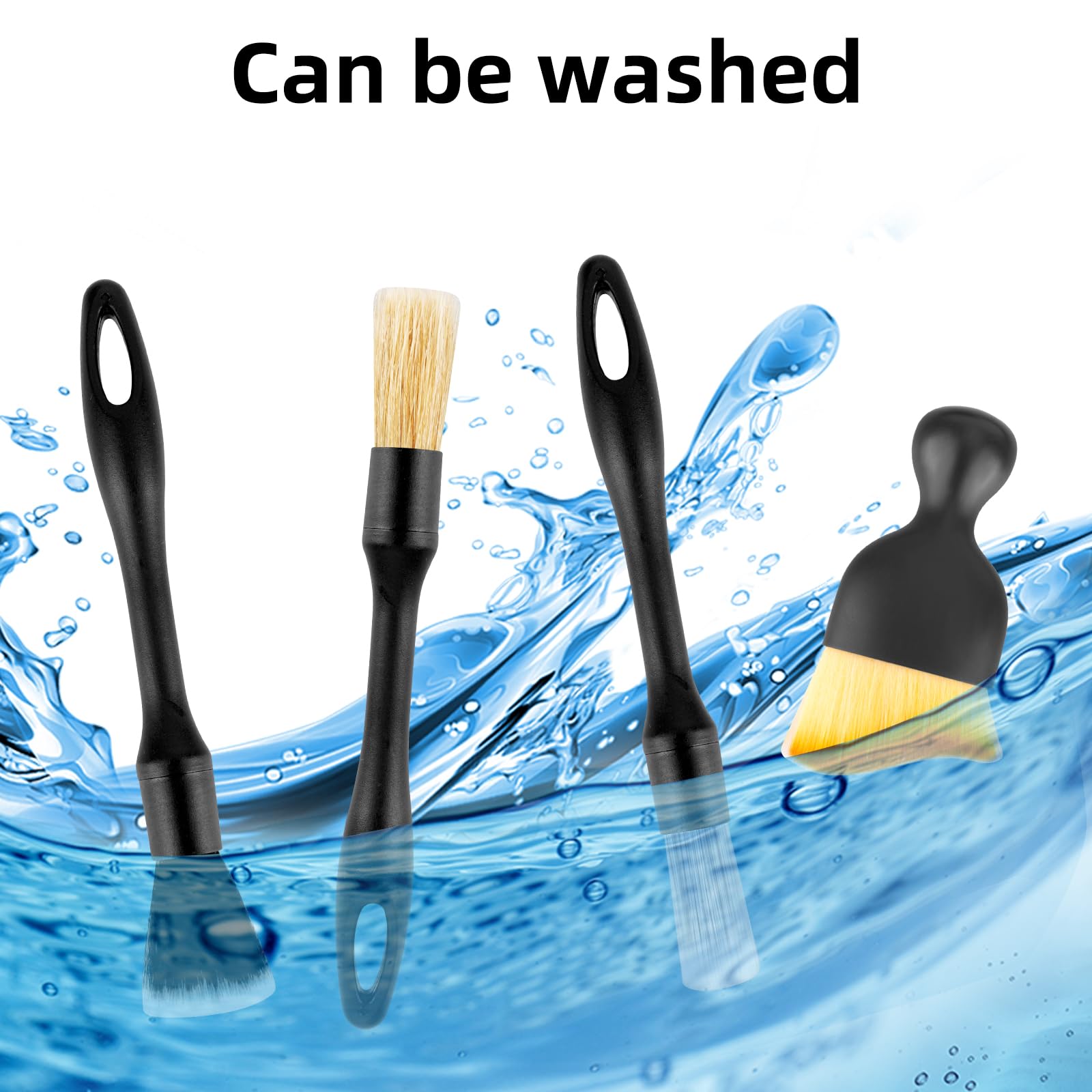 Set 5 Pennelli Per Pulizia Auto - Setole Morbide Per Interni E Dettagli - Foto 3