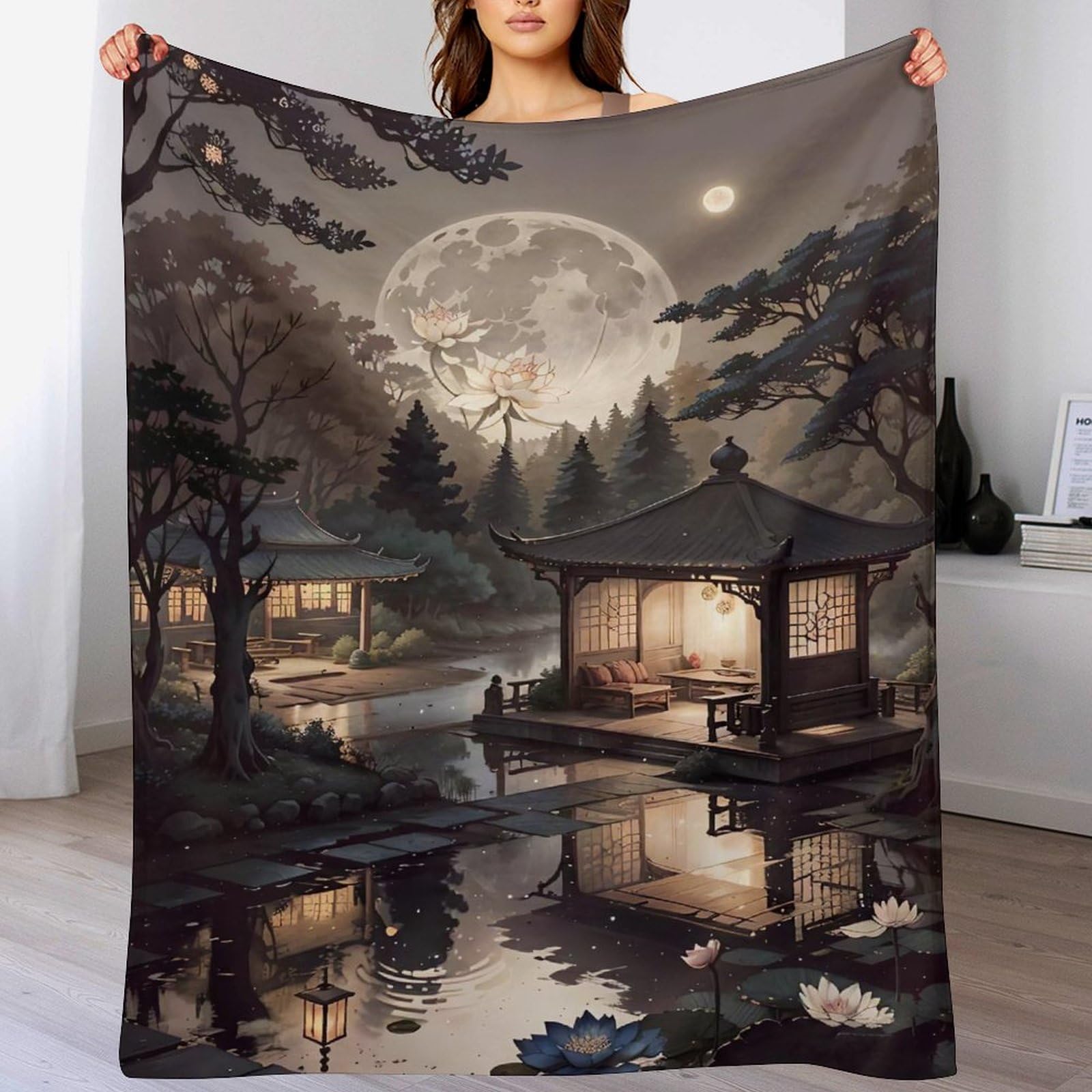 Couverture style japonais douce pour des soirées cocooning sur le canapé