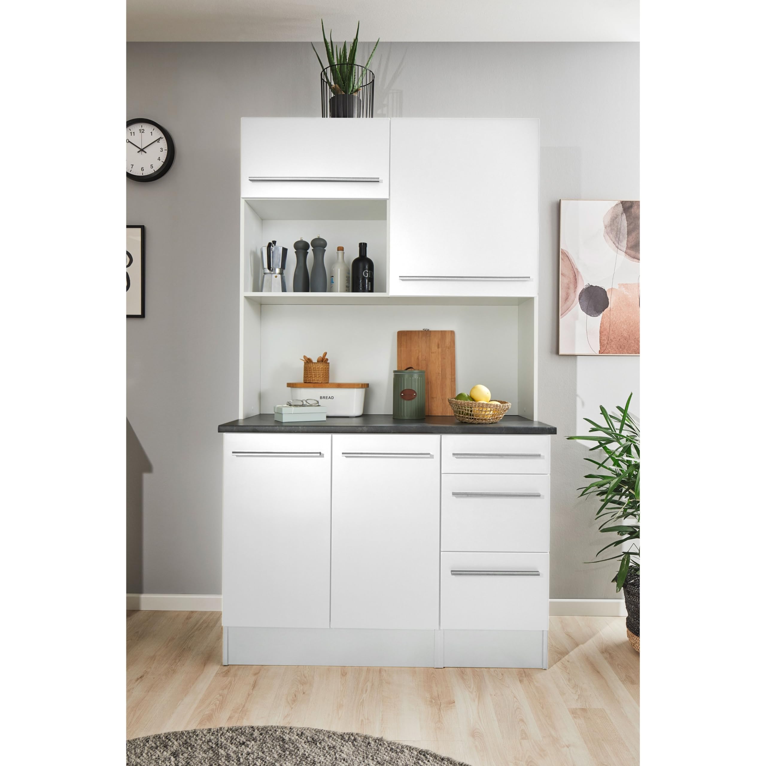 Stella Trading JAZZ Armoire De Cuisine Suspendue Moderne Blanche Avec Porte Abattante - Grand Espace De Rangement - 100 X 50 X 34,6 Cm (L/H/P)