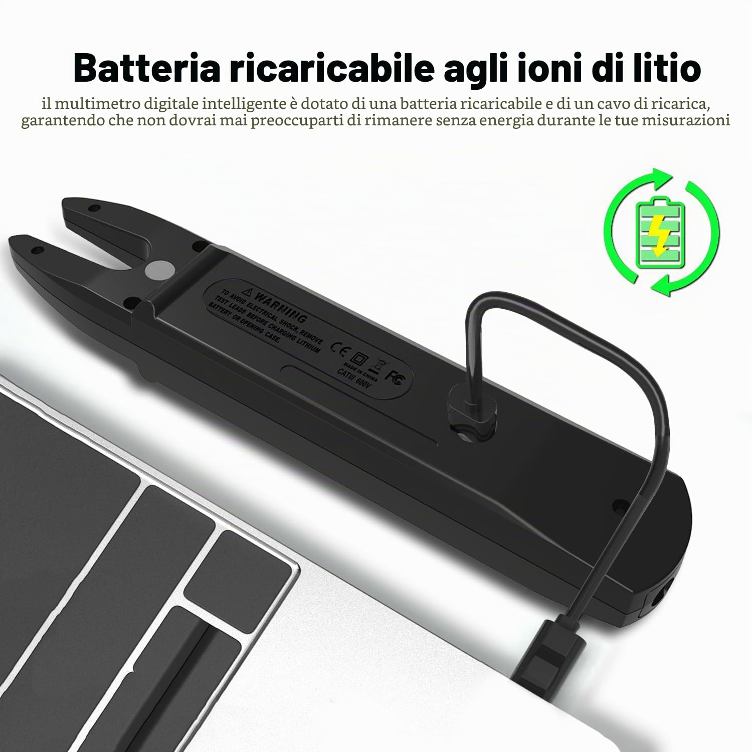 BSIDE U5 Pinza Amperometrica Aperta DC AC 600A TRMS Multimetro Digitale Automatico con 2,8" Grande Display a Colori Tester di Tensione Corrente Frequenza Diodo Capacità NCV Filo Elettrico