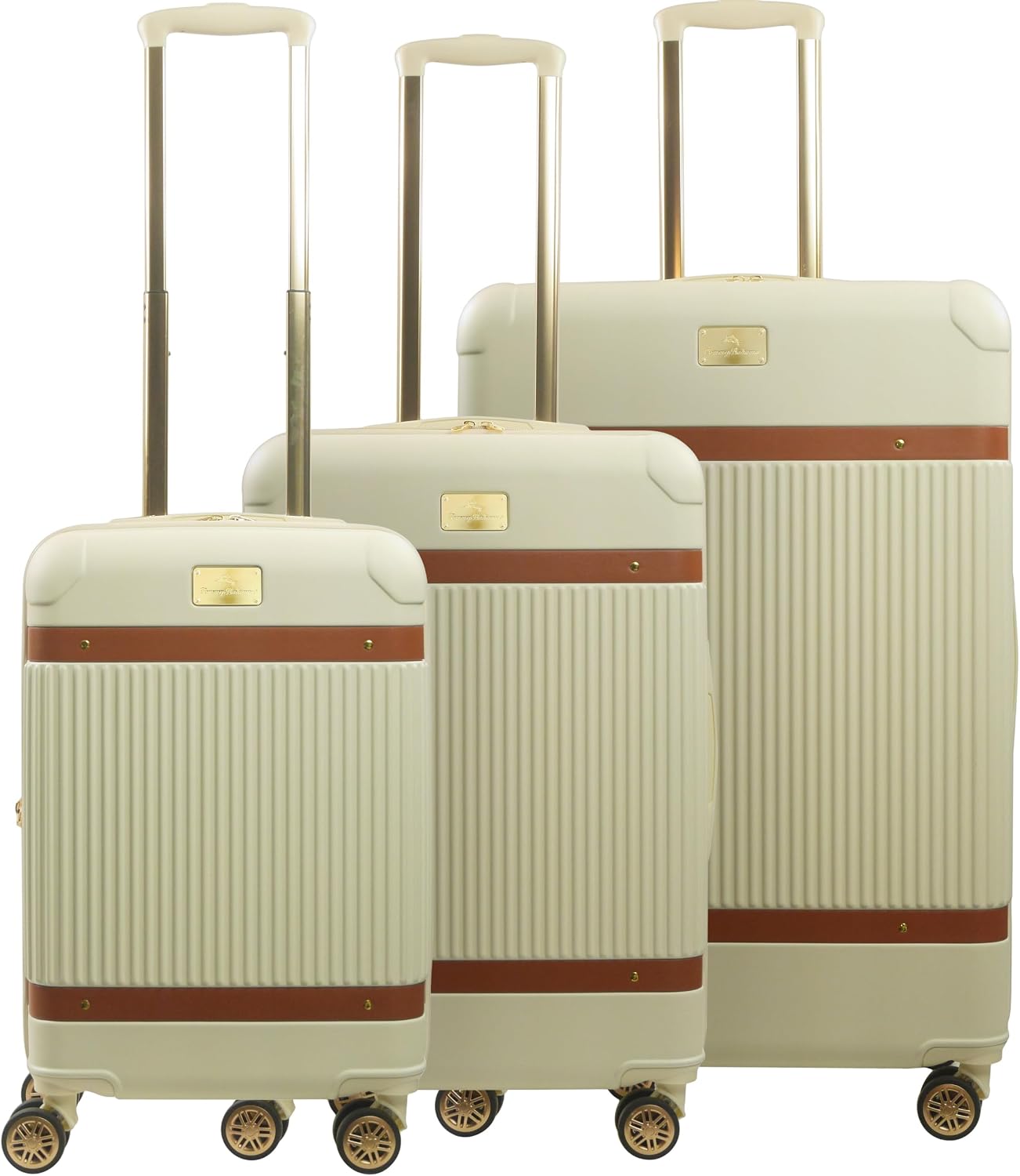 Tommy Bahama 3-Piece Rolling Luggage Set, Hard-Sided Suitcases with Spinner Wheels, Cream