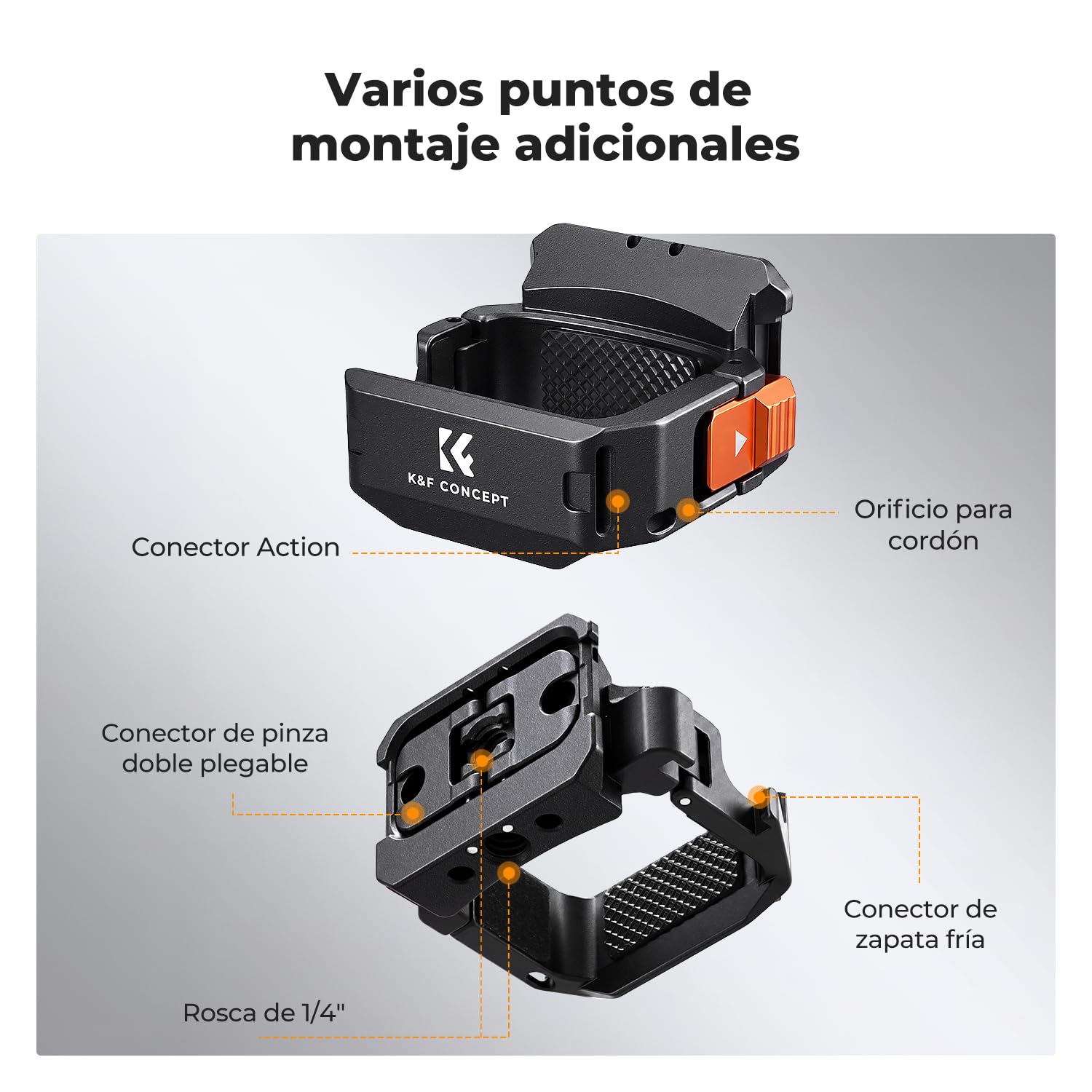 K&F CONCEPT Marco de Expansión de Aluminio para dji Osmo Pocket 4/4P/3 | Jaula Protectora Multifuncional con Zapata Fría, Rosca 1/4, Interfaz Arca y Soporte Plegable para Accesorios Vlog -PP64