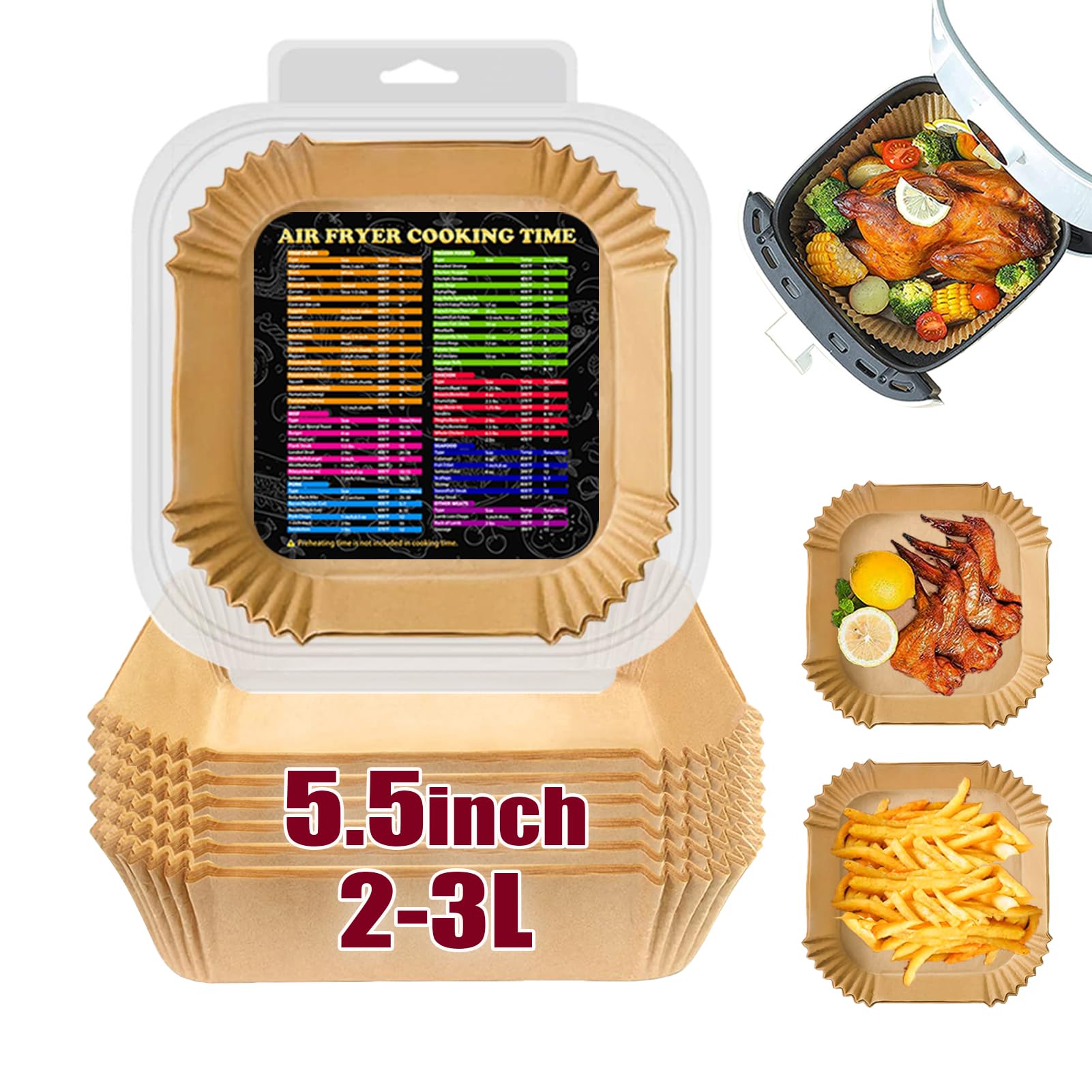 Air Fryer Liners for Midea Compact 2L Air Fryer, Mini Airfryer Liners 5.5 Inch for Chefman 2L, COSORI and Daewoo 2L Air Fryer, Disposable Air Fryer Parchment Paper Liners 100PCS