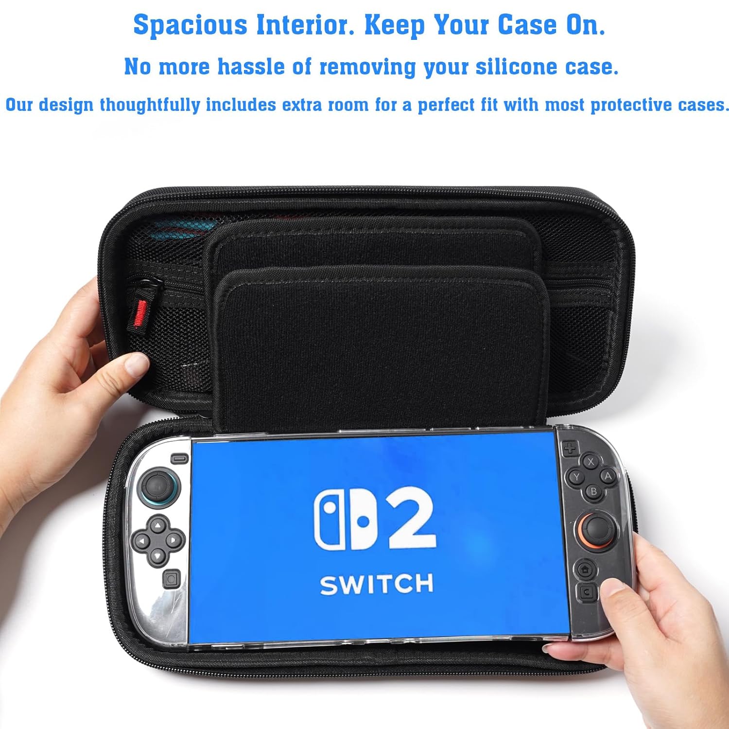 WannaBi Travel Carry Case for Switch 2, Portable Protective Storage Case for 2025 Nintendo Switch 2 Console and Accessories, 20 Game Card Slot - Image 4