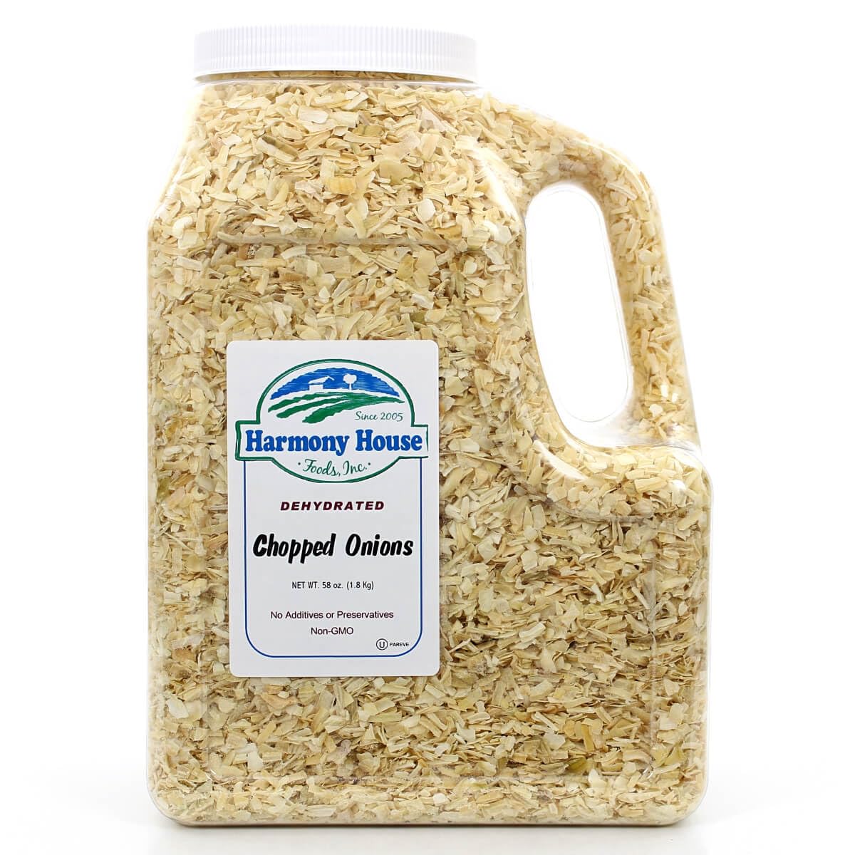 Harmony House Dried Onions, Chopped – Dehydrated Vegetables For Cooking, Camping, Emergency Supply and More (58 oz, Gallon Size Jug)