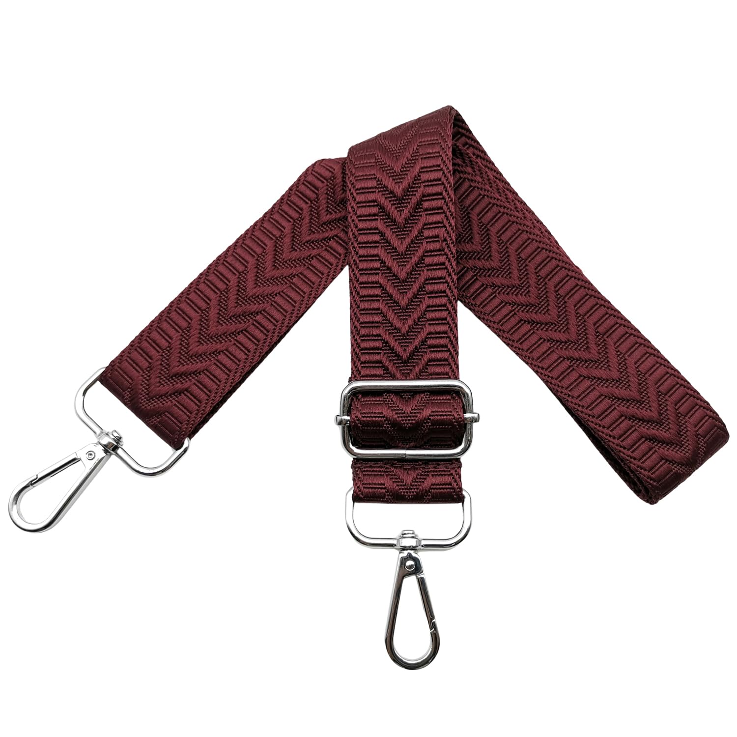 Omxyinma Women's Wine Red Bag Straps Replacement Handbag Strap Wide 3.8 Cm With Silver Hardware Buckle, Shoulder Straps For Bags, Crossbody Handbags U7