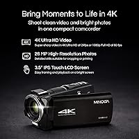 Vista 2 de Minolta Videocámara 4K Ultra HD con pantalla táctil de 3.5 pulgadas, zoom óptico de 10x, fotos de 28 MP, estabilizador digital, soporte de zapato