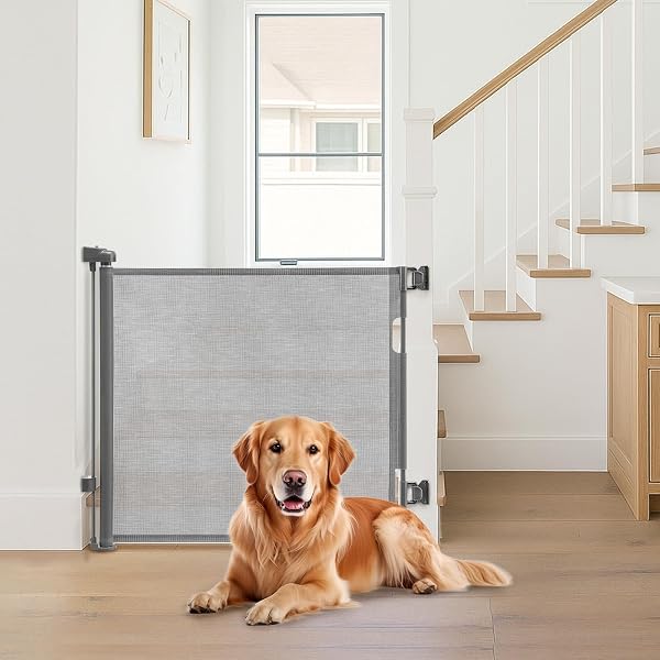 Barrière de Sécurité Bébé Rétractable 0-140 cm, Barrière Escalier Enfant et Chien, Porte de Sécurité Extensible, Intérieur/Extérieur, Gris - 2
