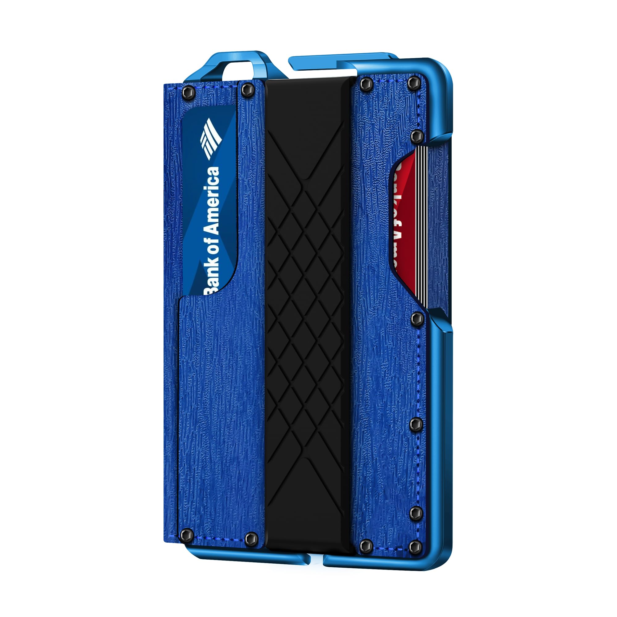 MURADINTactical Minimalist Wallet for Men, Slim RFID-Blocking Metal Card Holder, Front Pocket Men’s Nylon Leather Dapper Bifold Wallet with Money Clip