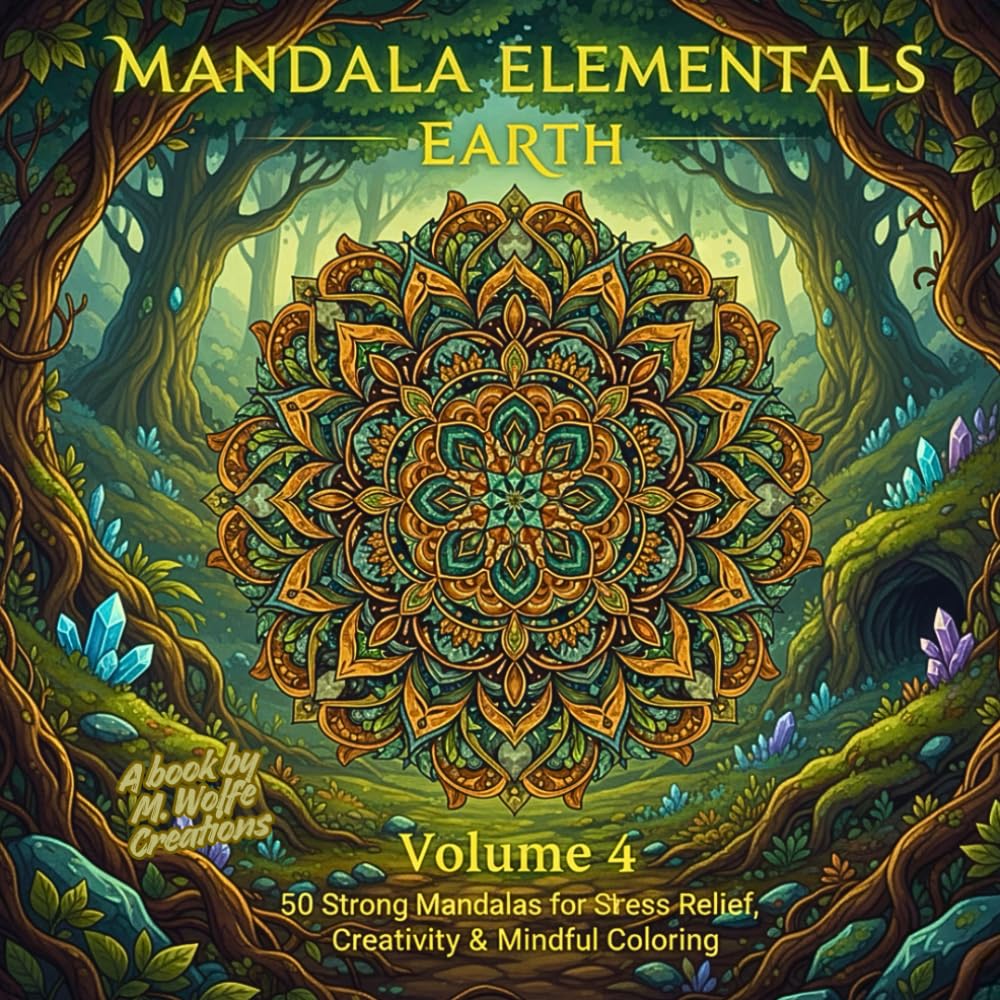 Mandala Elementals – Volume 4 EARTH | 50 Strong Earth Mandalas for Stress Relief, Creativity & Mindful Coloring: Relaxing Nature Elements Coloring Book for Adults & Teens (Mandala Essence)