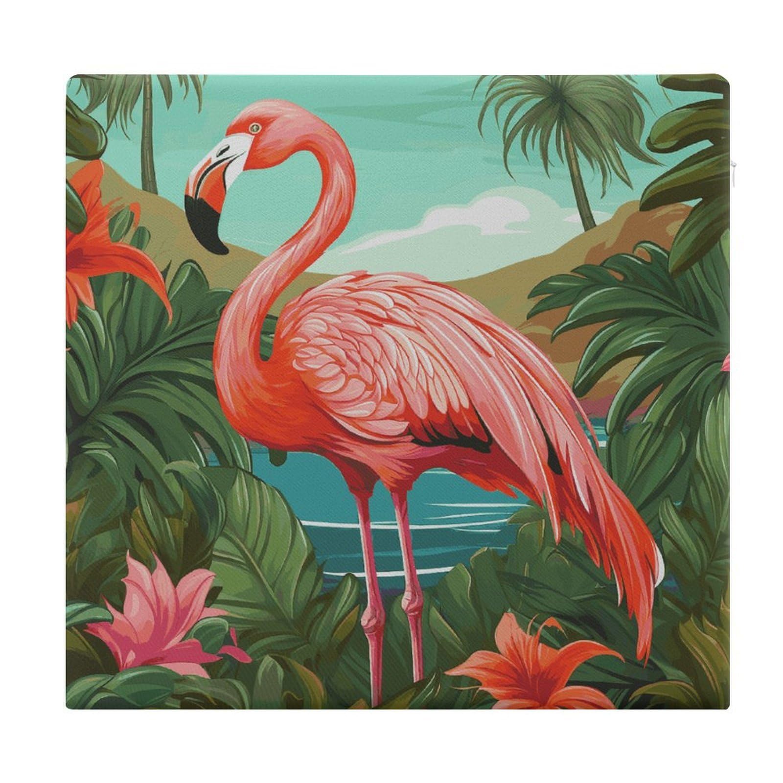 LDGSUPH Tropical Flamingo Seat Cushions for Office Chair Cushion Square Pillows Seating Soft Floor Cushions Cozy Couch Cushion Support Memory Foam Chair Pads for Home Travel Car