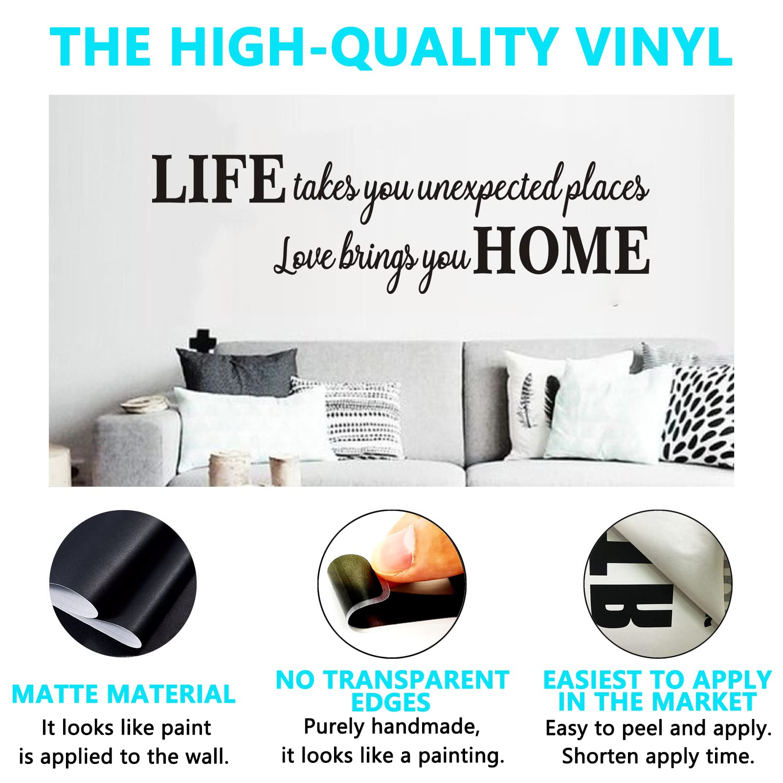 Inspirational Quotes Family Wall Stickers: Home Vinyl Art Wall Decals for Kitchen Living Room - Image 2