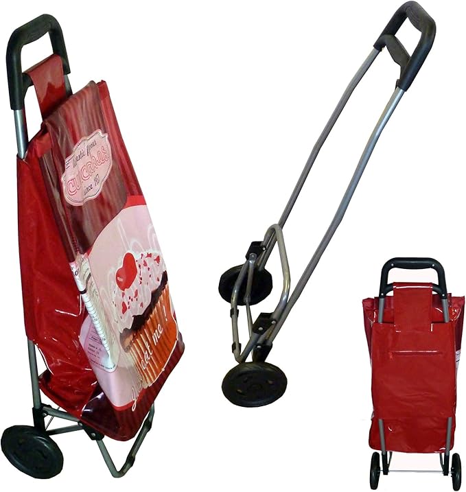 Vintage Wheeled Shopping Trolley Shopping Bags On Wheels (Cupcake