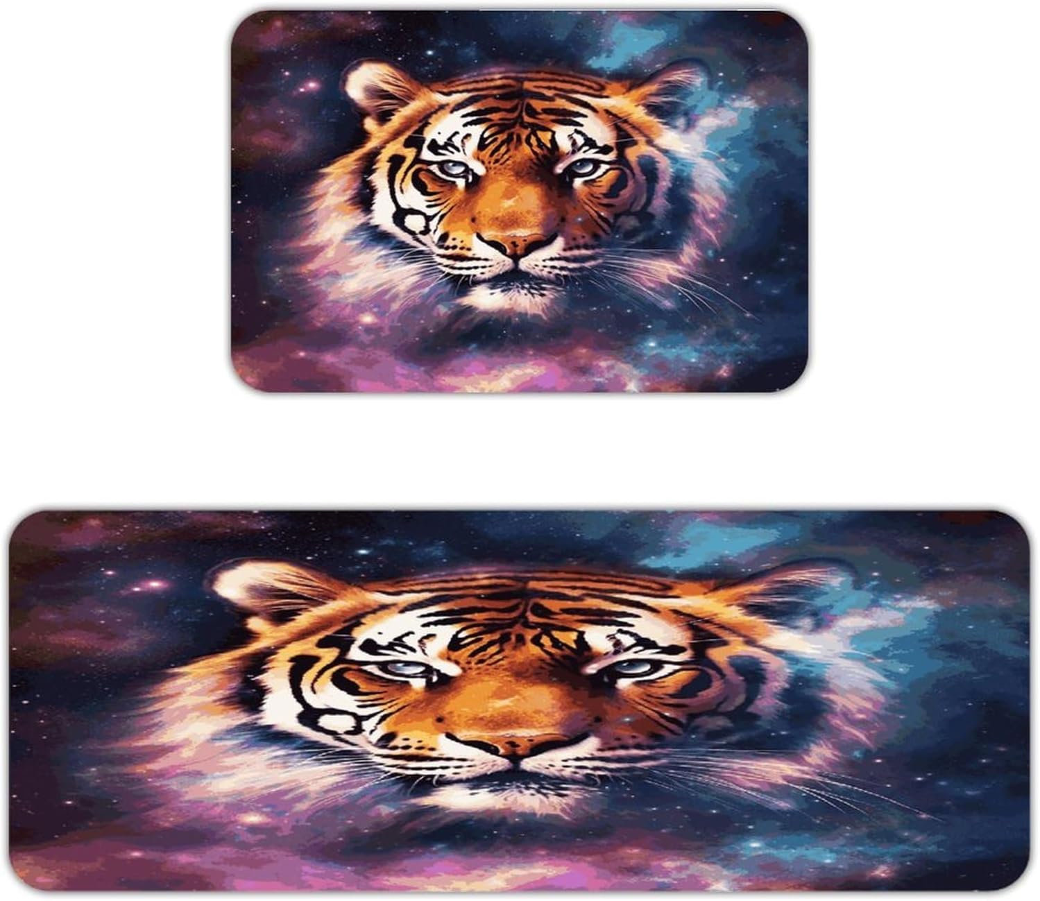 Galaxy Tiger Kitchen Mats with 2PCS Non-Slip Washable,Kitchen Rug Heavy Duty Durable, Floor Mats for Kitchen,Office,Sink,Laundry