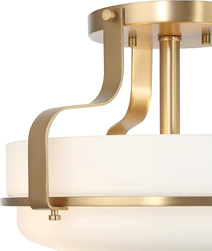 Miniatura 4 de Allegra - Lámpara de techo semiempotrada de cristal ópalo grabado y metal, color blanco y dorado