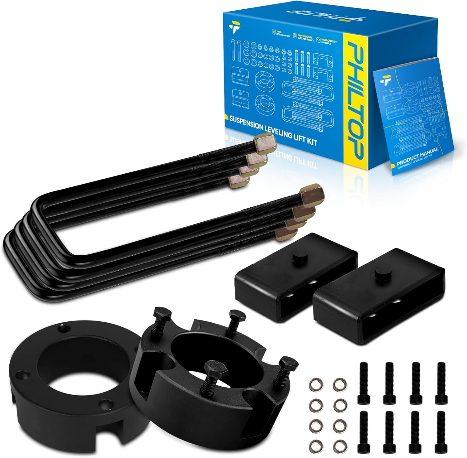 PHILTOP 3" Front and 2" Rear Leveling Lift Kits for 2007-2021 Tundra,3 inch Front and 2 inch Rear Strut Spacer Suspension Lift Kits Fit for 2007-2021 Tundra