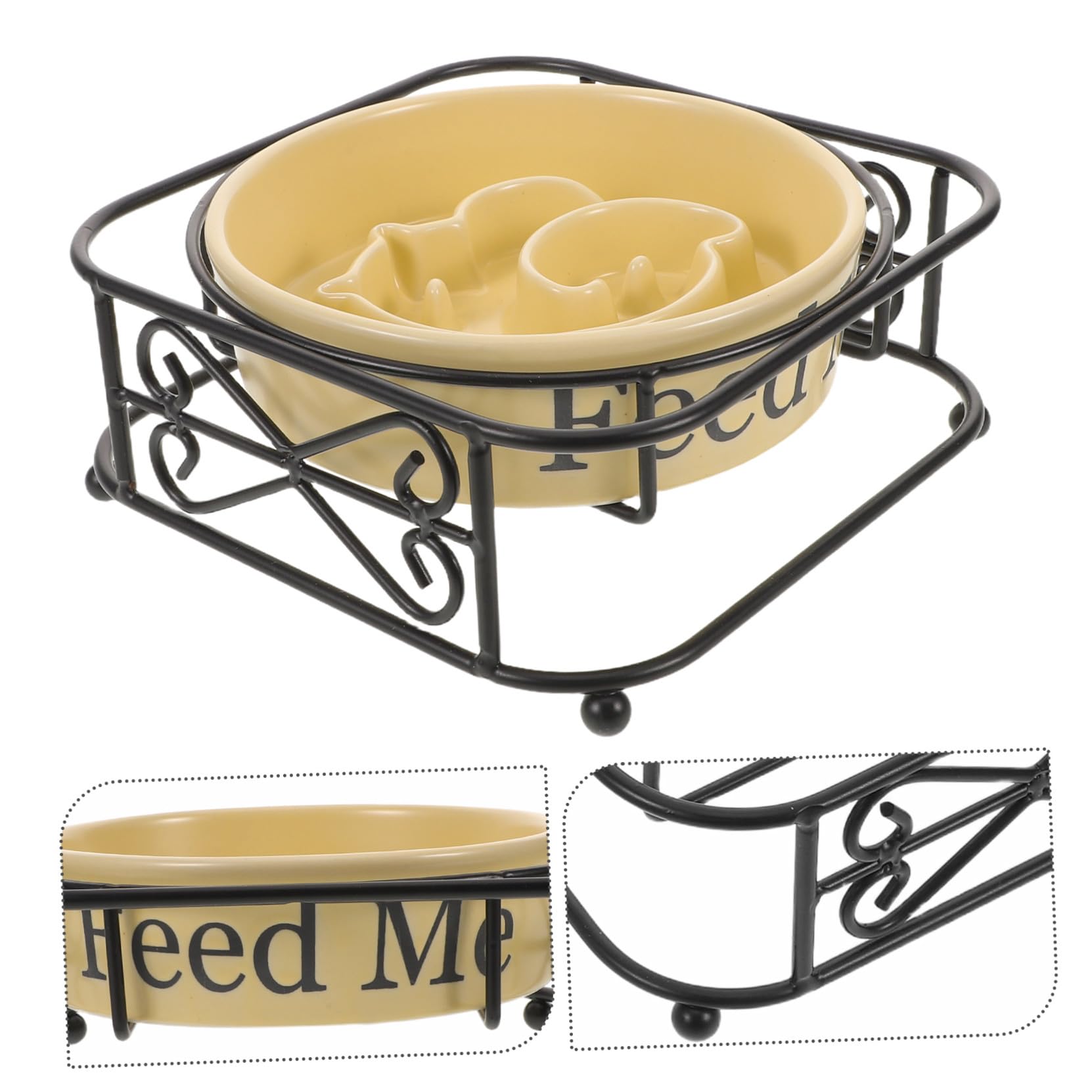 Toyvian Ciotola Lenta per Cani in Ceramica Rialzata con Supporto Antiscivolo Piatto Alimentare Anti-ingozzamento per Cani e Gatti di Piccola e Media Facile da Pulire e Resistente alle
