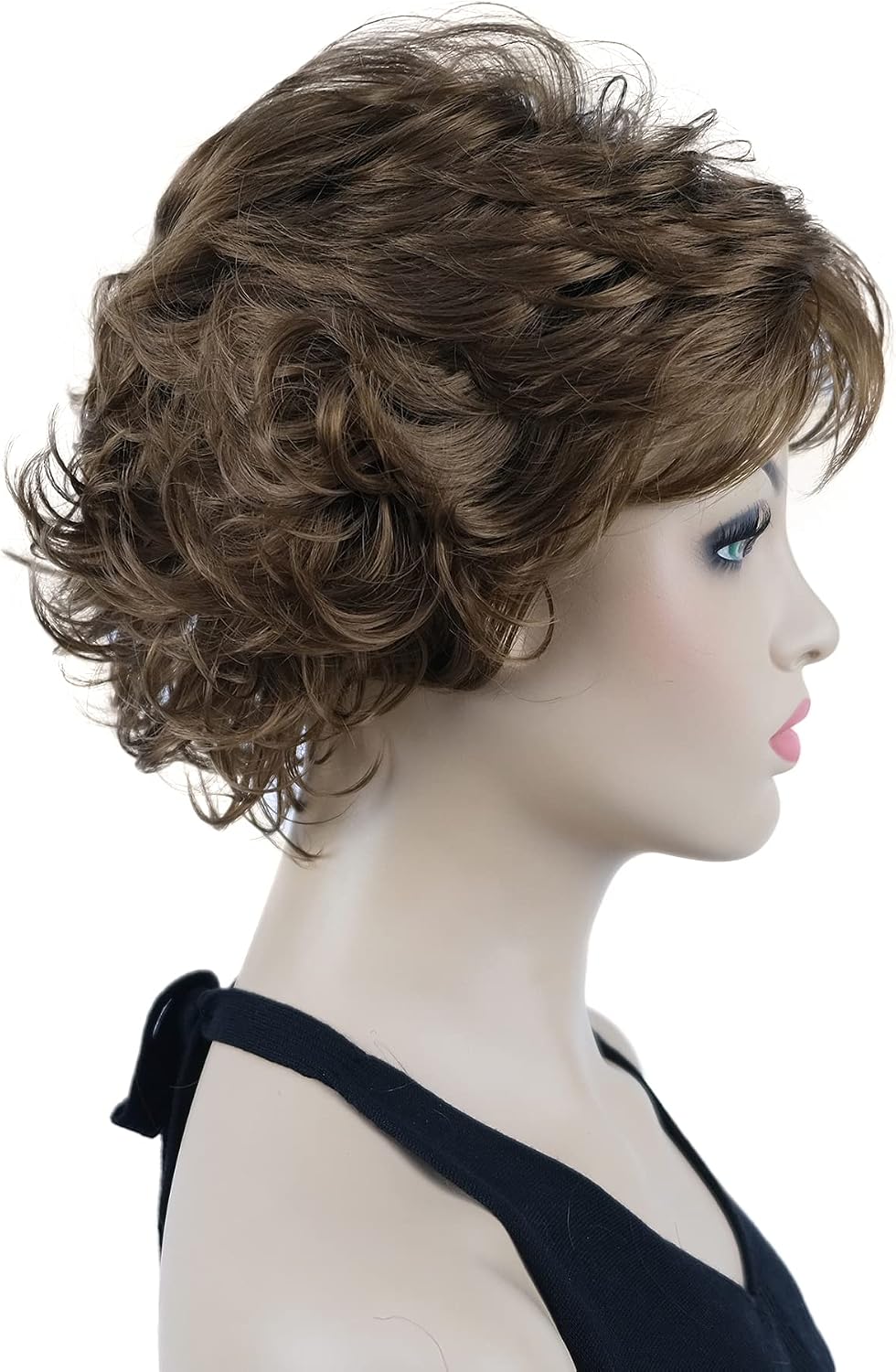 Lydell 8" Short Curly Women Wigs Soft Shaggy Layered Classic Cap Full Synthetic Wigs (Golden Brown) - Image 5