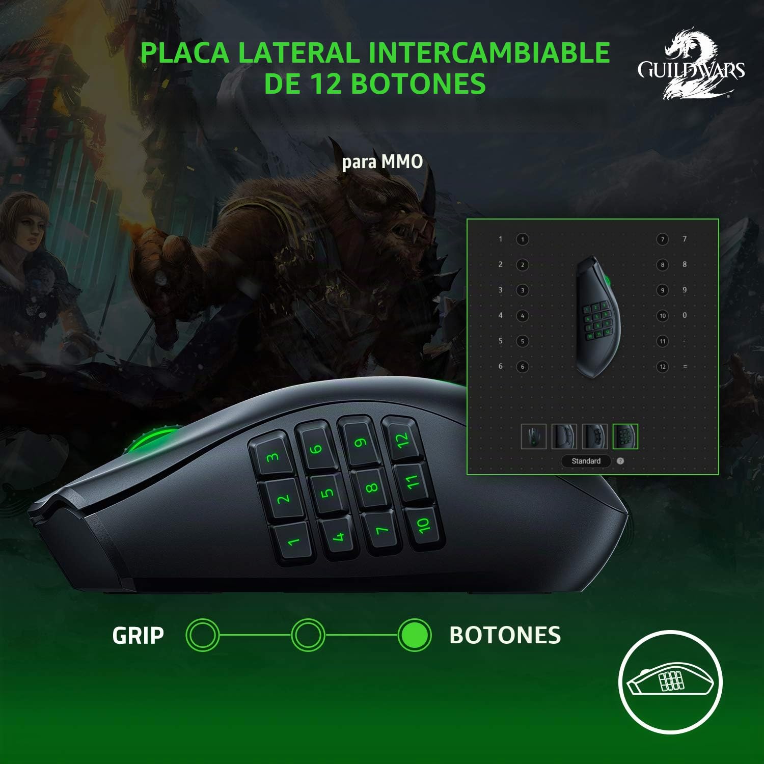 Razer Naga Pro - Ratón inalámbrico modular para juegos para juegos MMO, MOBA o FPS con paneles laterales intercambiables (HyperSpeed ​​Wireless, 19 + 1 botones programables)