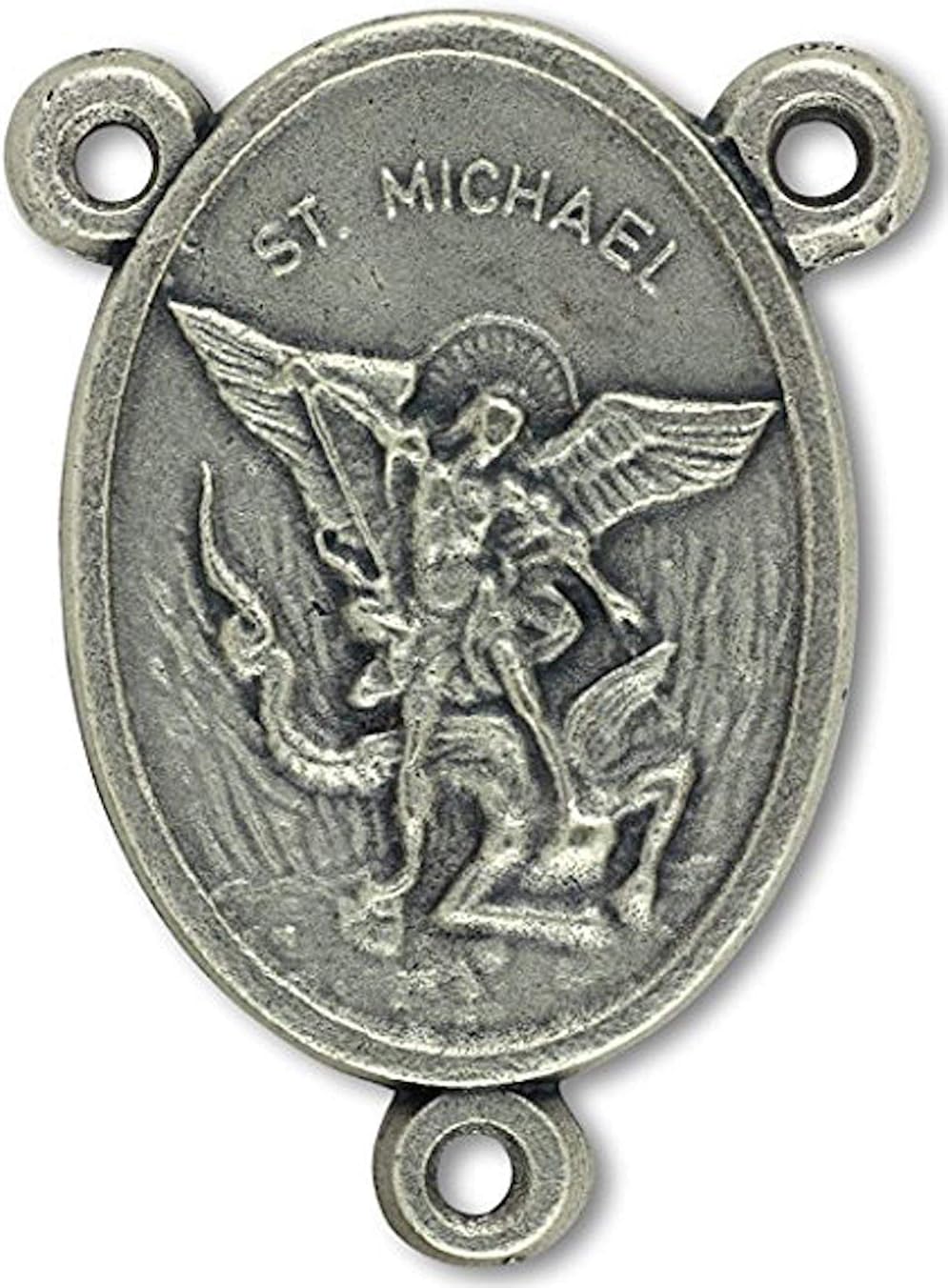 Saint St Michael/Pray for Us Rosary Center Centerpiece - 1" Double-Sided Charm Medal