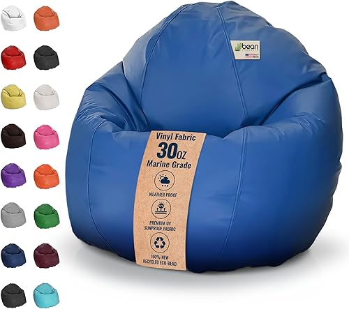 Miniatura 44 de Bean Products Puf grande de vinilo impermeable de grado marino | Relleno con cuentas de poliestireno y espuma CertiPUR | Fabricado en Estados Unidos