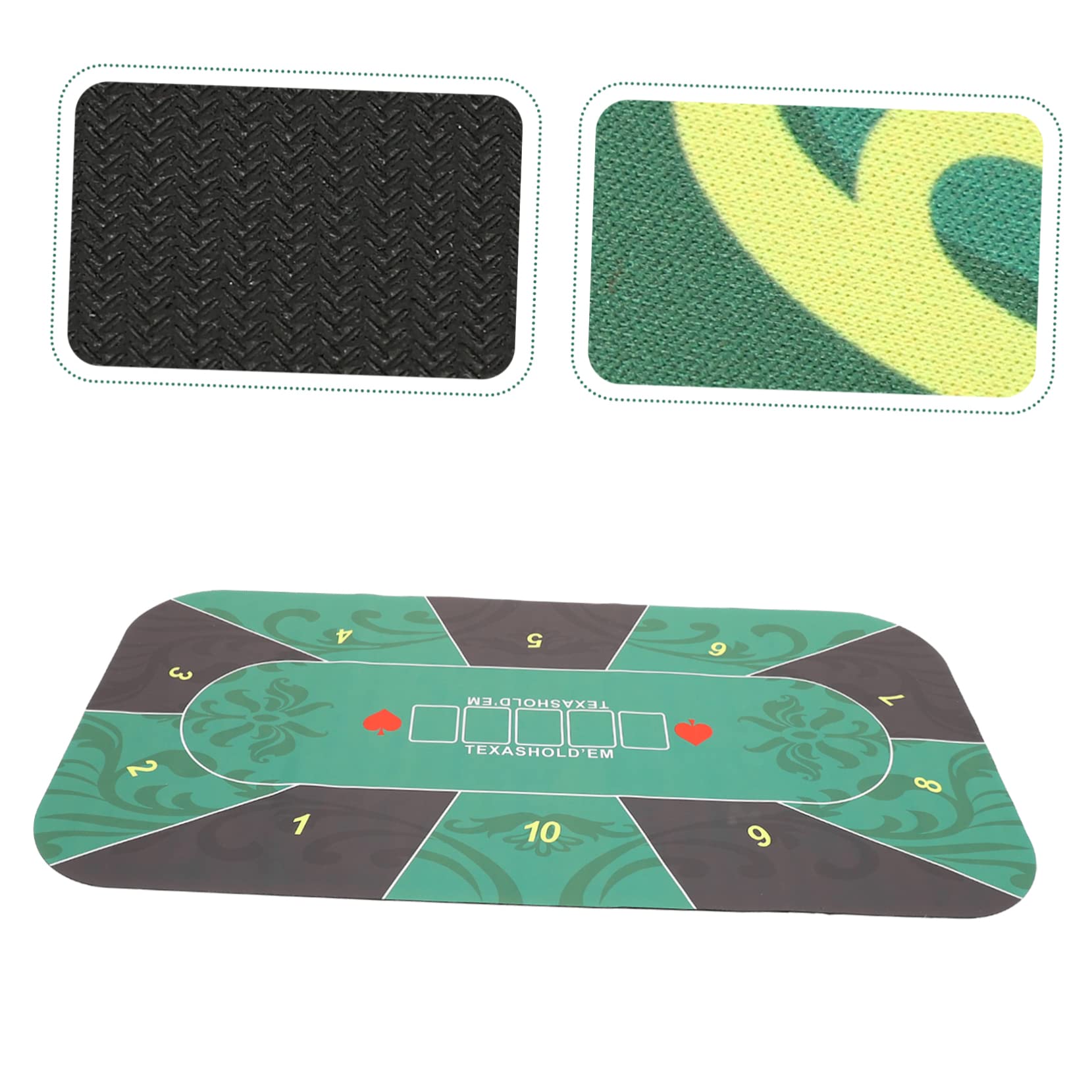 Poker Spielmatte aus Gummi für 10 Personen, Rechteckig Grün