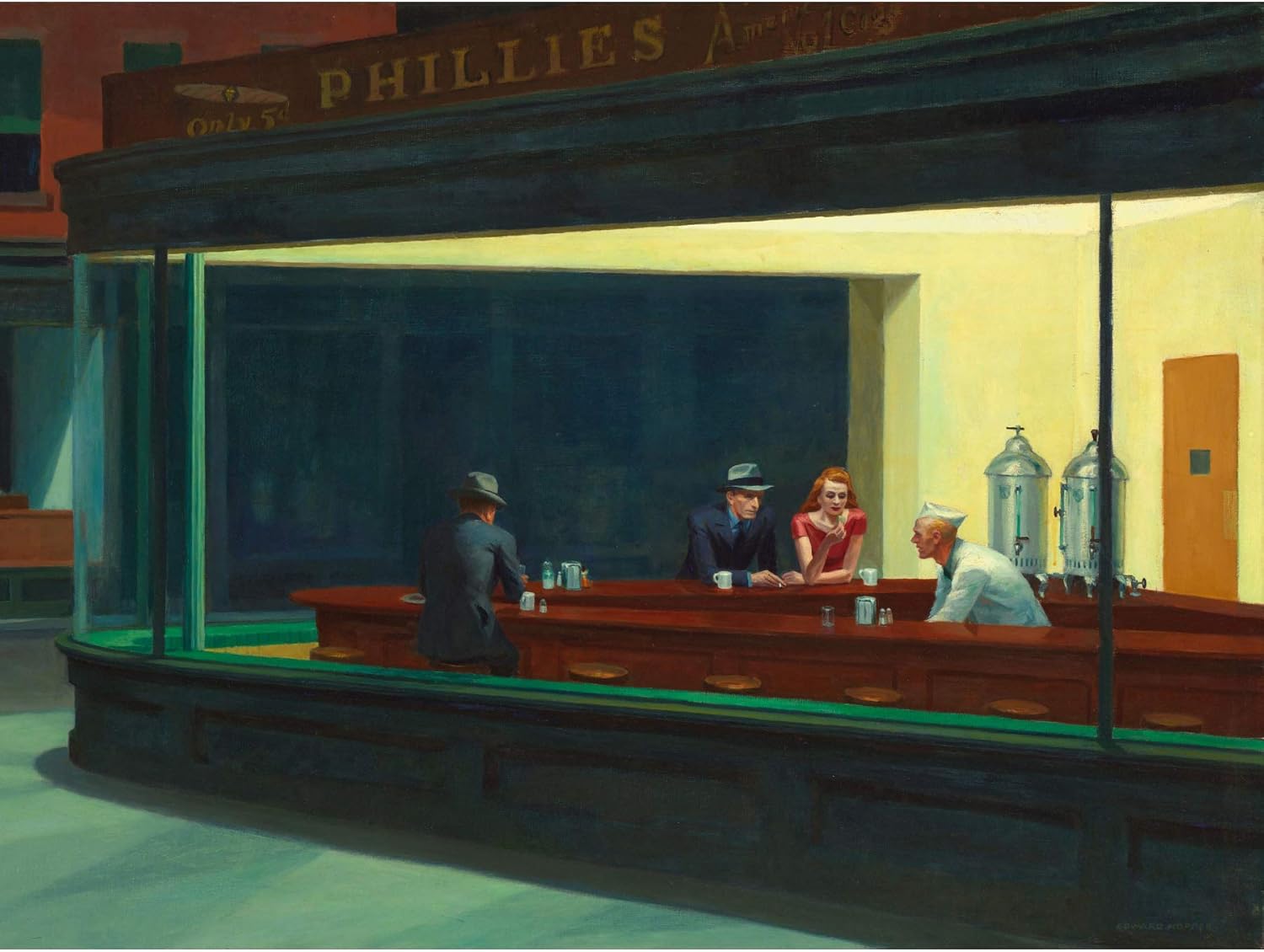 Advantageous Artwork Prints Edward Hopper Nighthawks Iconic Portray Premium Wall Artwork Canvas Print 18X24 Inch, 18 x 24 inches, Inexperienced