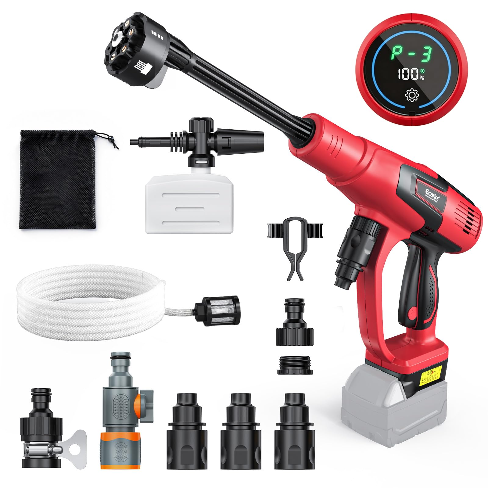 Photo 1 of Ecarke Car Cleaning Tools Compatible with Milwaukee 18V Battery, 6-in-1 Nozzle Foam Cannon for Car Floor (Tool Only, No Battery Included)