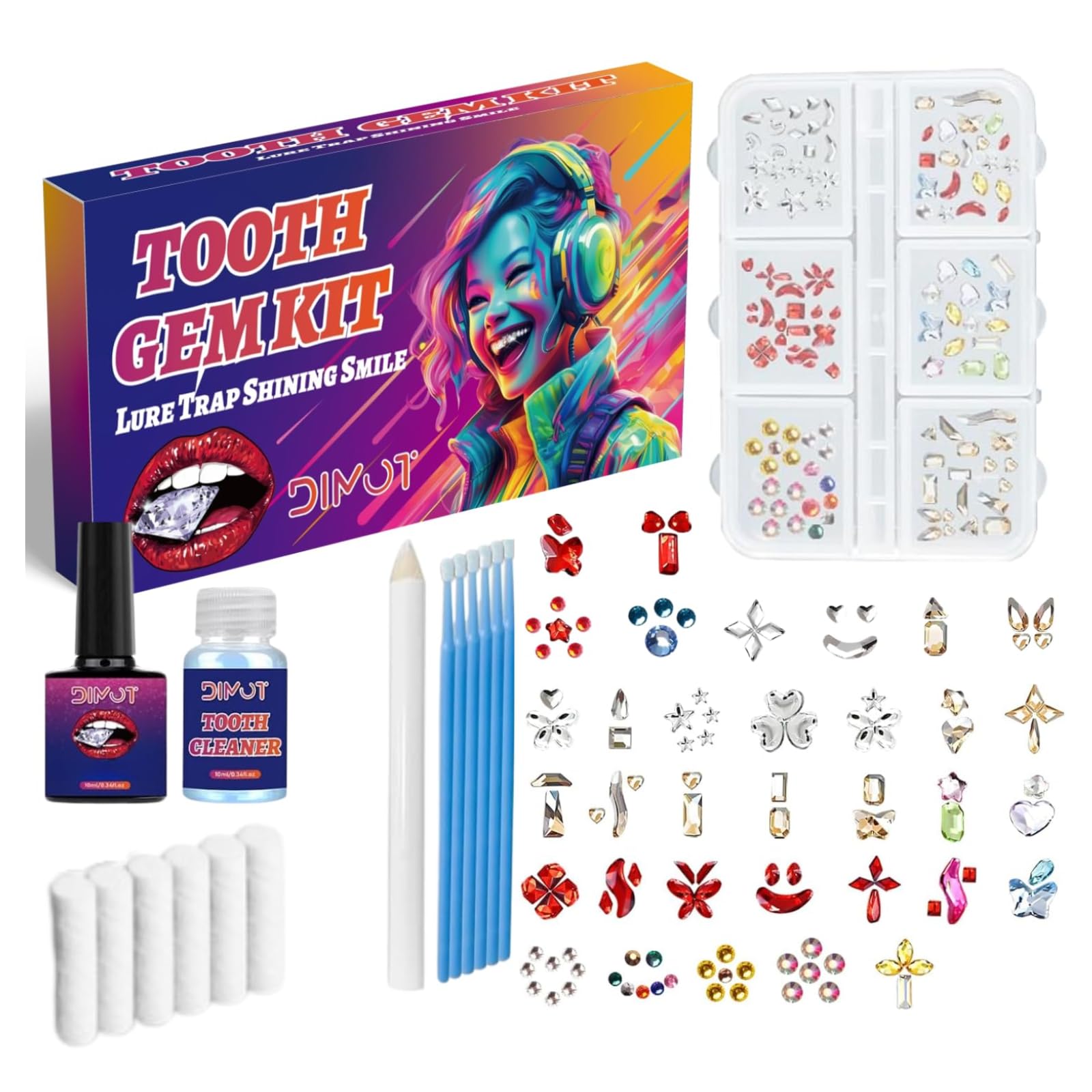 DIY Tooth Gem Kit, Sparkling Crystals, 2025 New Tooth Gem, DIY Crystals Jewelry Teeth, Professional Fashionable Teeth Jewelry Starter Kit ﻿ (A)