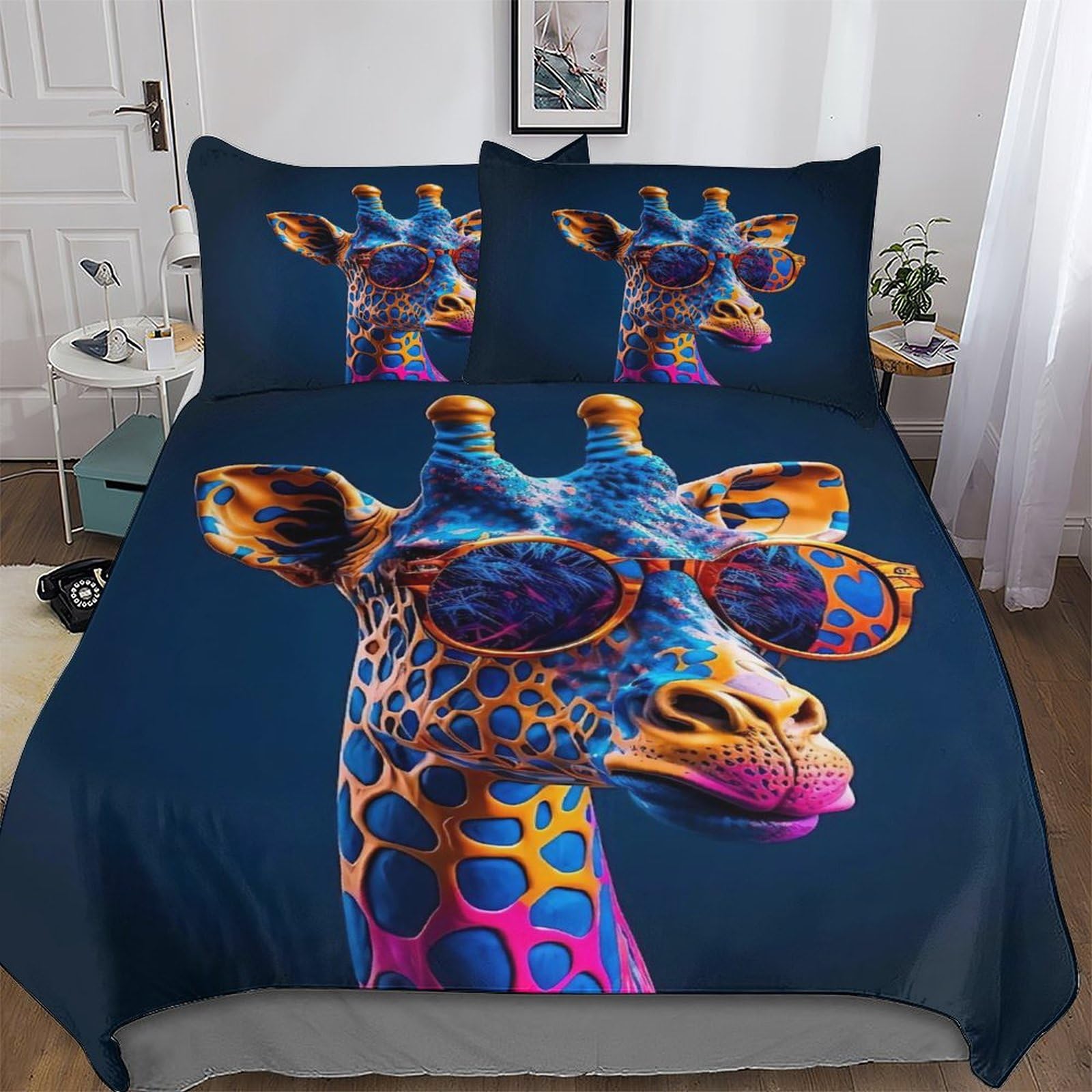 Llxxhh Giraffe-20 Giraffe Bedding Set Duvet Cover Set Comforter Cover 2 Pieces For Kids Teens Microfiber Soft Poly Quilt Cover Single(135X200cm)