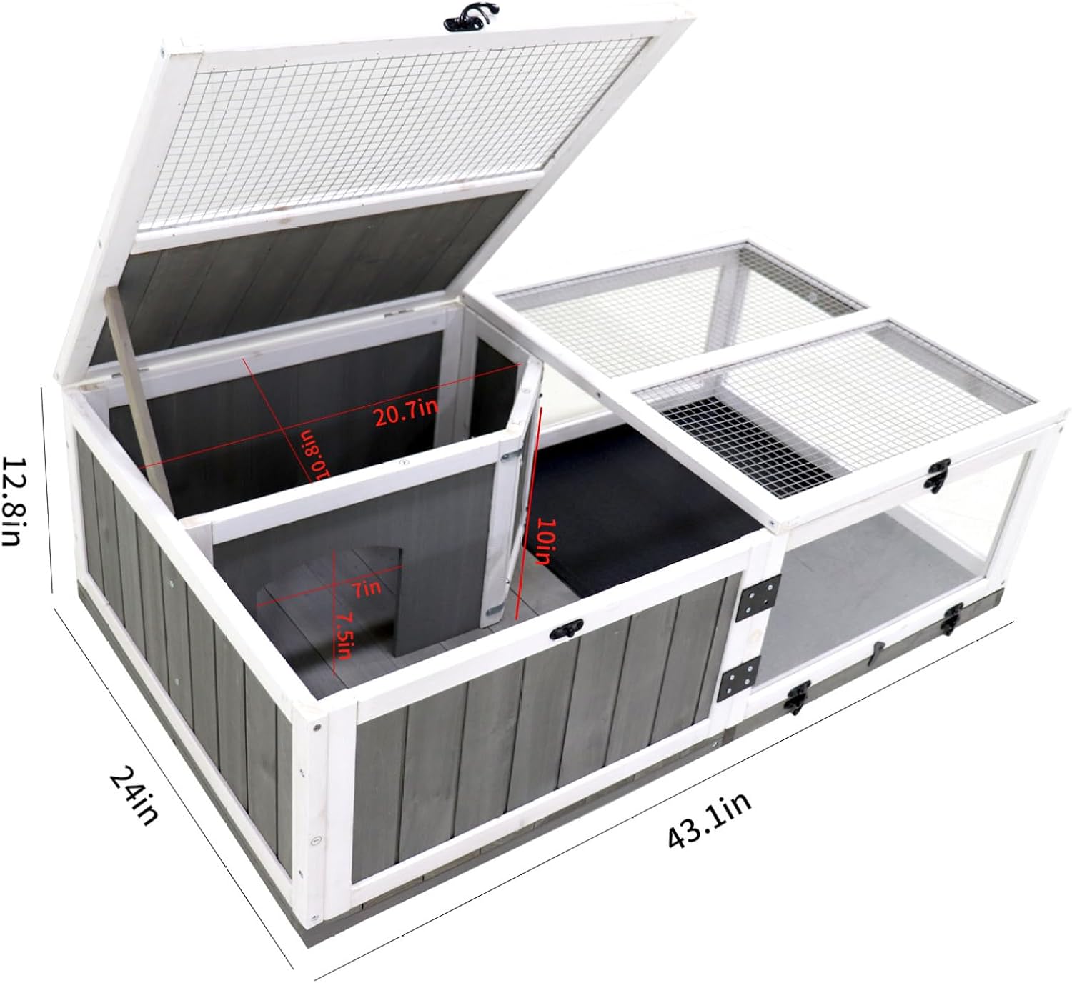 Turtle Cage Indoor Outdoor, 43" Reptile Habitat Wooden Tortoise House with Acrylic Enclosure & Waterproof Trays, Lizard Gecko Snake Small Animal Cage