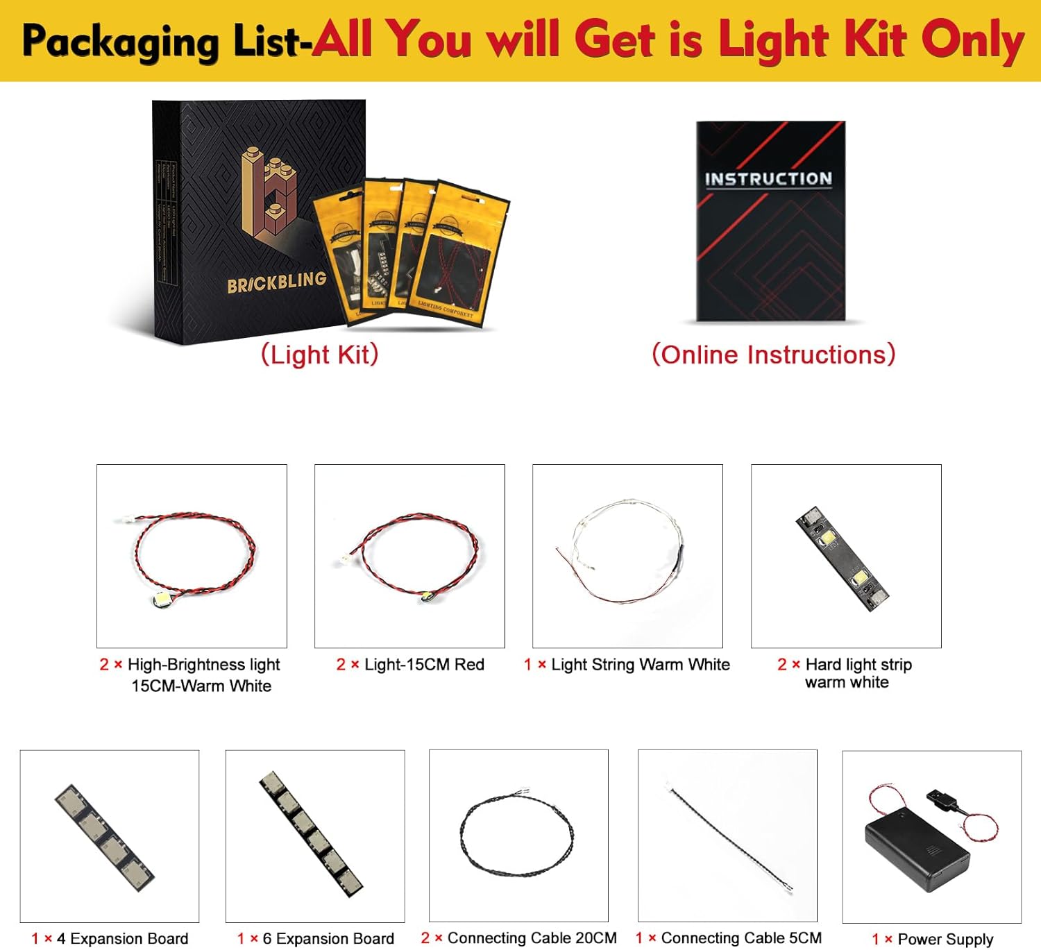 BrickBling LED Lighting Compatible with Lego Technic Ford Bronco SUV Car - Light Kit Compatible with Lego 42213- Excluding Car (Classic Version Light)